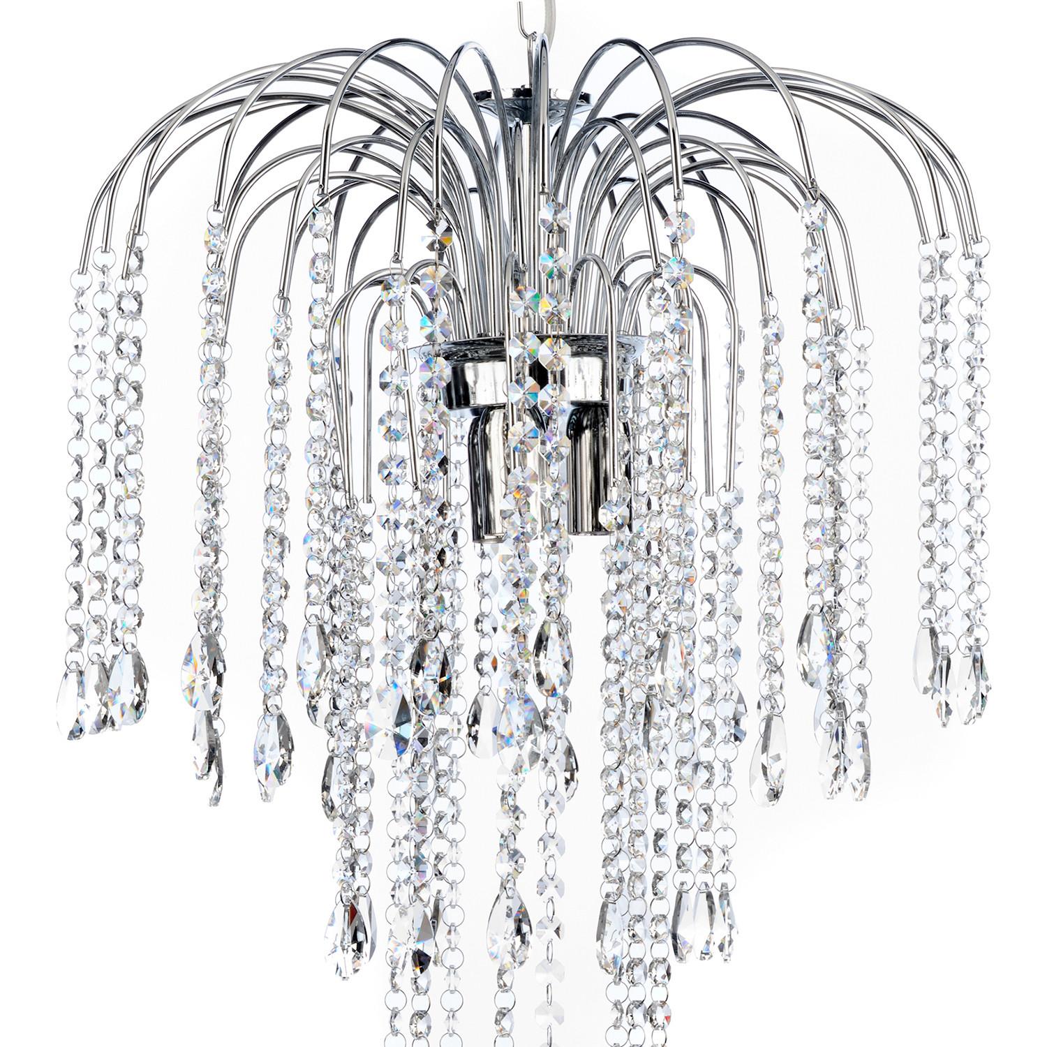 Kristall-Hängeleuchte Pioggia Chromfarben max. 6 Watt - Chromfarben, KONVENTIONELL, Glas/Metall (40/110/40cm)