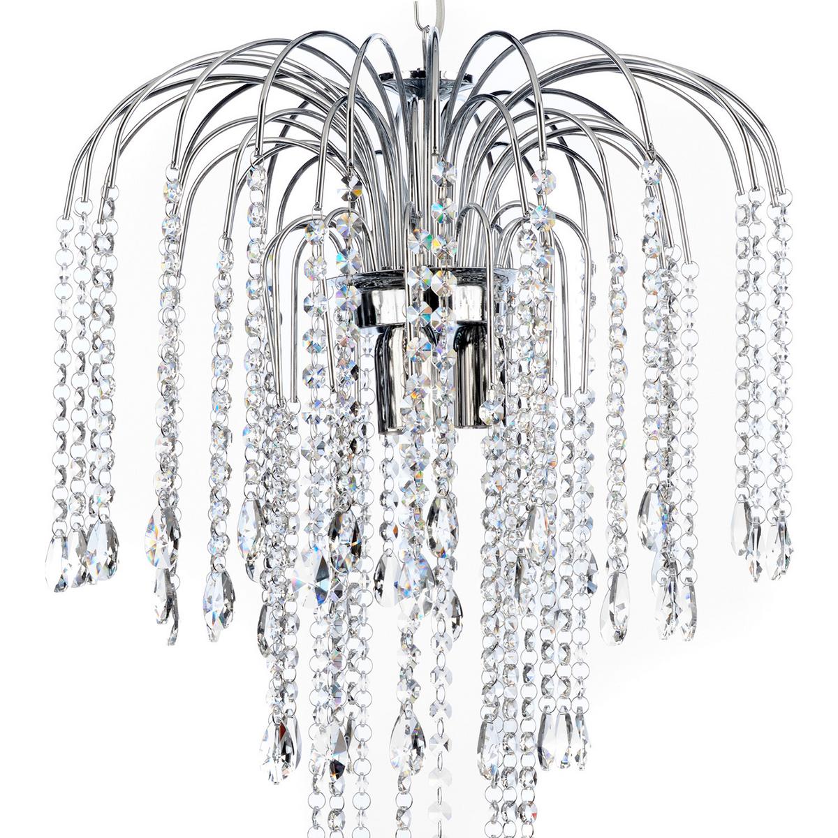 Kristall-Hängeleuchte Pioggia Chromfarben max. 6 Watt - Chromfarben, KONVENTIONELL, Glas/Metall (40/110/40cm)