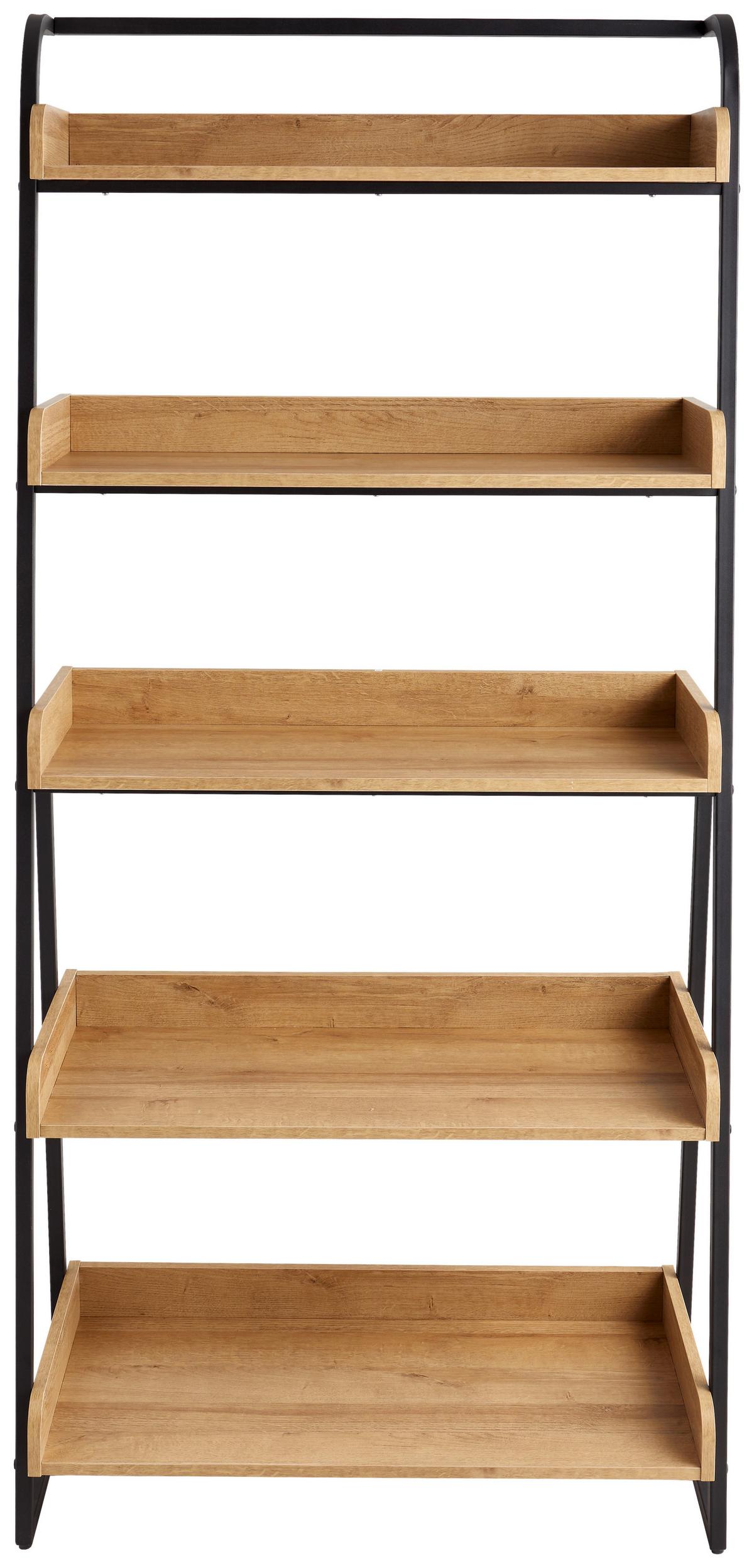 REGAŁ FABBRICA - kolor dębowy, Modern, materiał drewnopochodny/metal (84/180,5/39,6cm) - MID.YOU