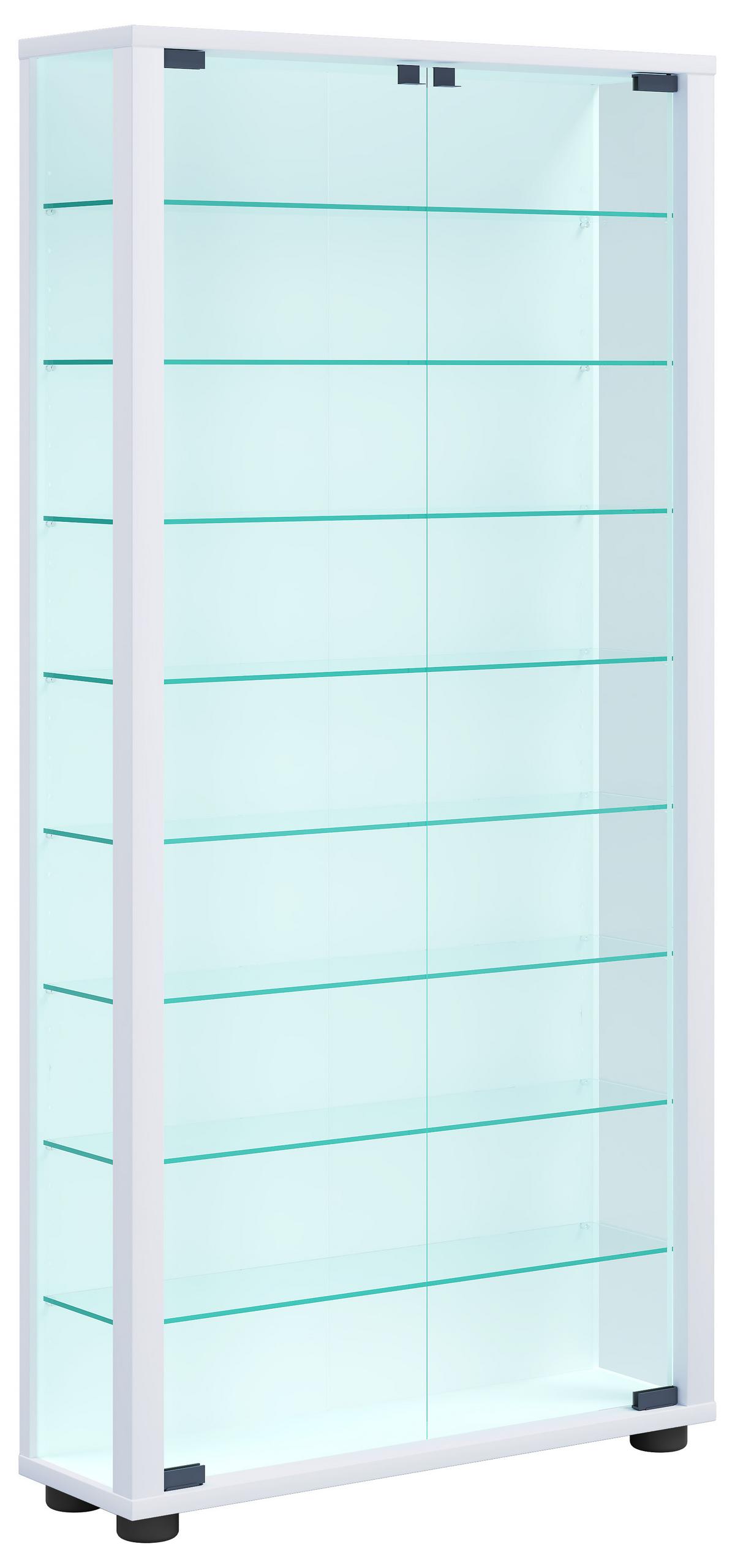 Vitrine Lumo ca. 59x115x18 cm Weiß - Weiß, MODERN, Glas/Holzwerkstoff (59/114,8/18cm) - MID.YOU