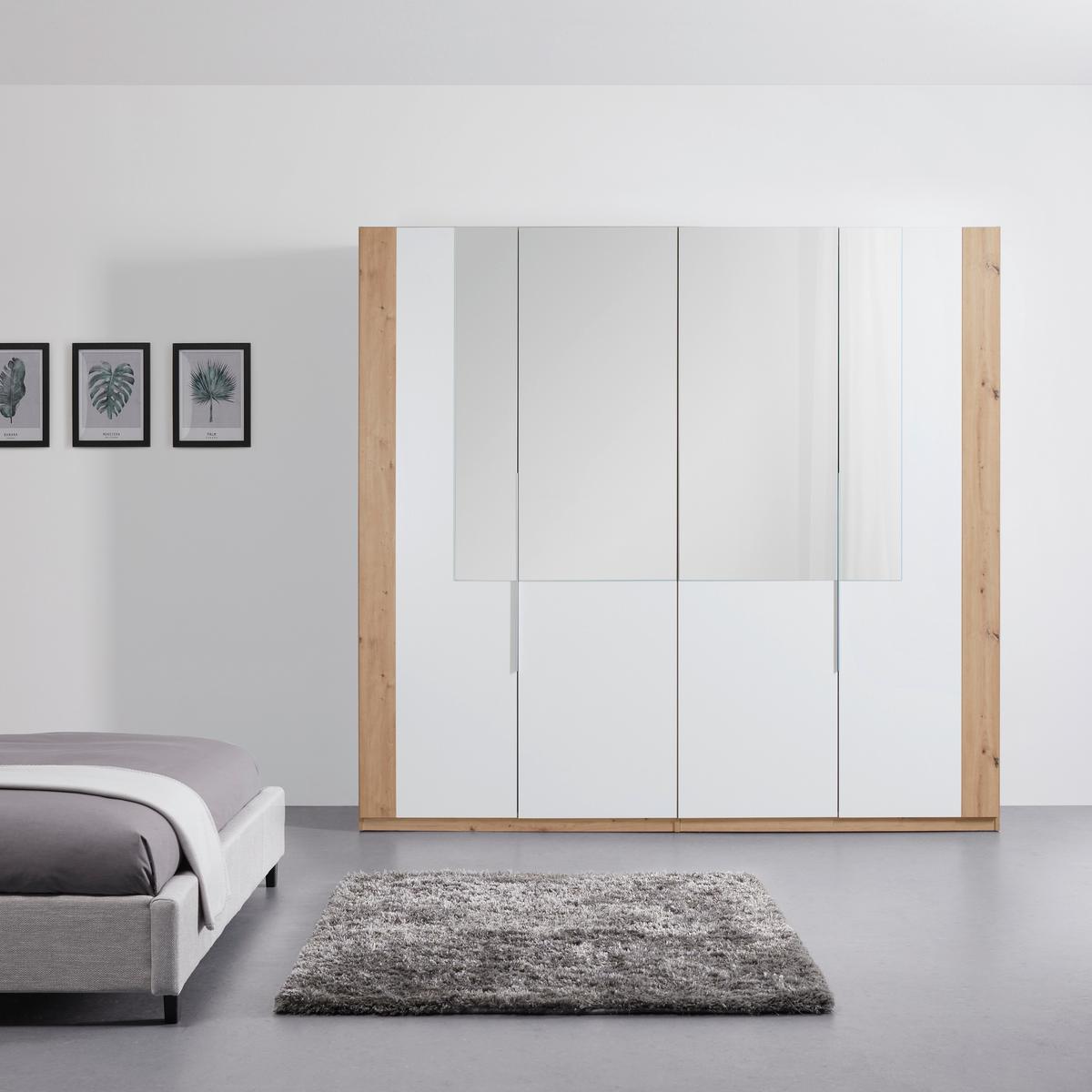 Drehtürenschrank in Weiß/Eichefarben - Weiss/Silberfarben, Konventionell, Glas/Holzwerkstoff (228/215/60cm) - Mömax