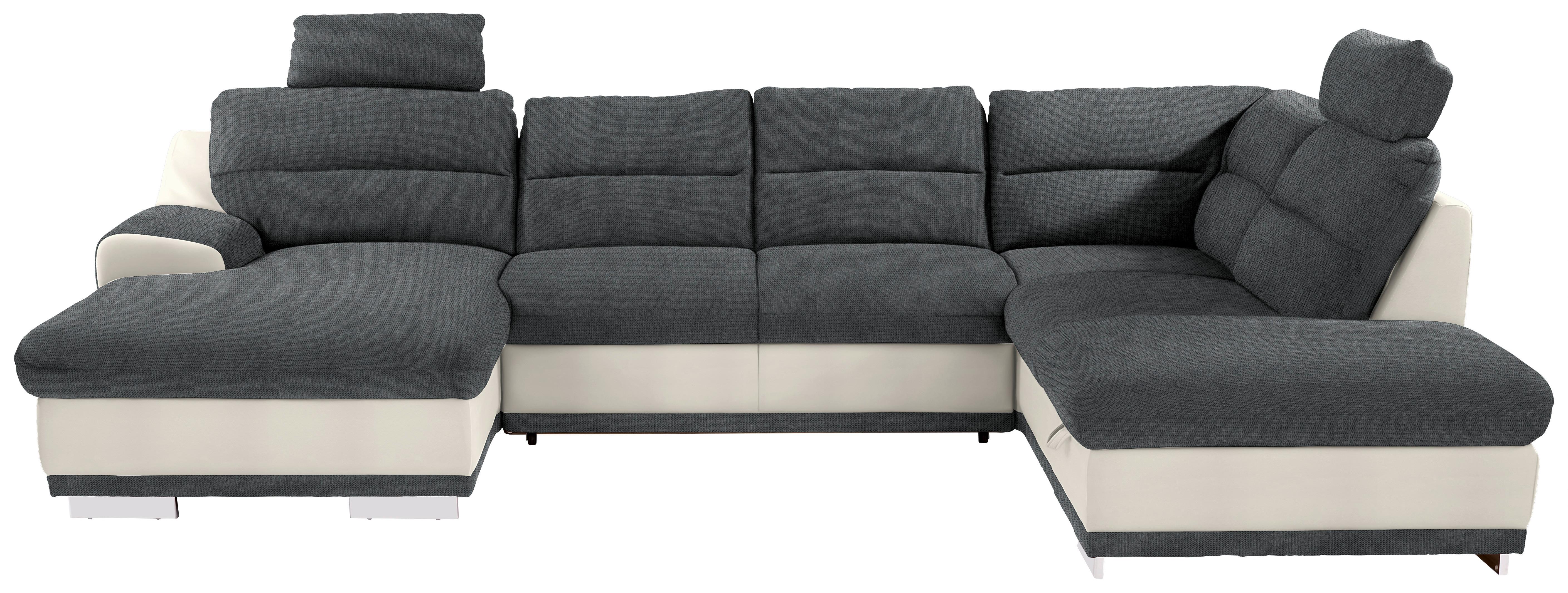 Sedežna Garnitura Seaside, Z Ležiščem, Predalom, Oblika U - barve kroma/siva, Konvencionalno, kovina/tekstil (165/334/218cm) - Premium Living