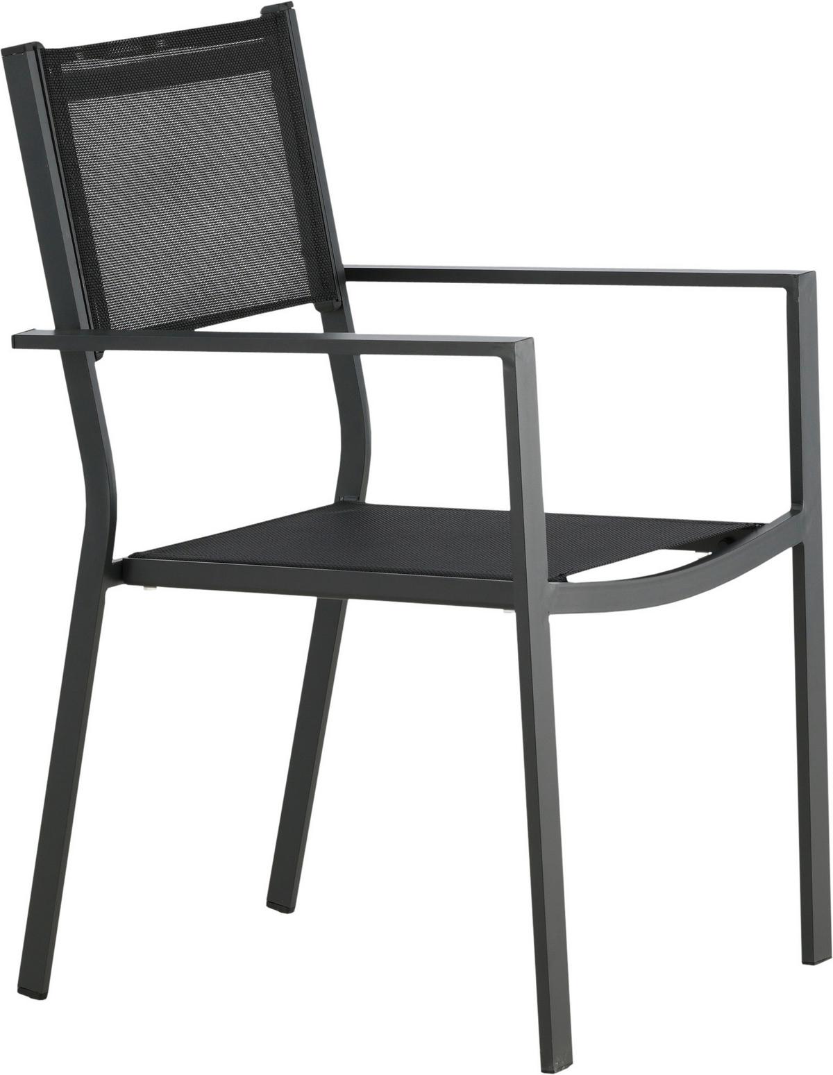 Stapelsessel-Set Copacabana Schwarz Aluminium 2er-Set - Schwarz, KONVENTIONELL, Textil/Metall (56.5/88/61cm) - Gardenson