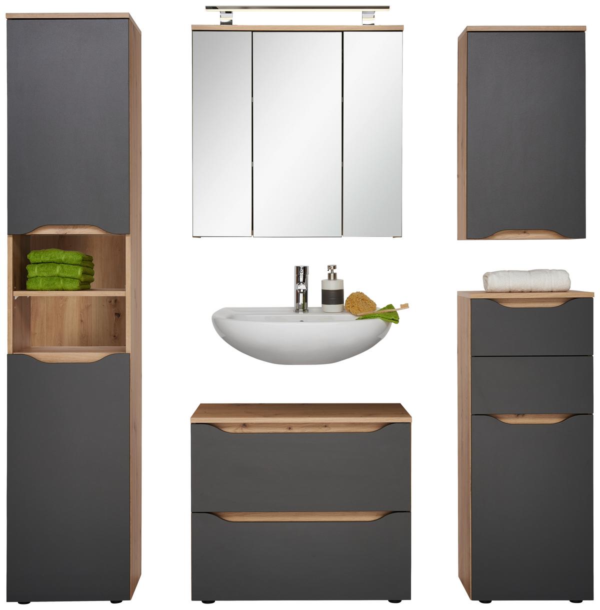 Kupaonica Giga Wbu - hrast Artisan/antracit, Moderno, drvni materijal (150/190/40cm)