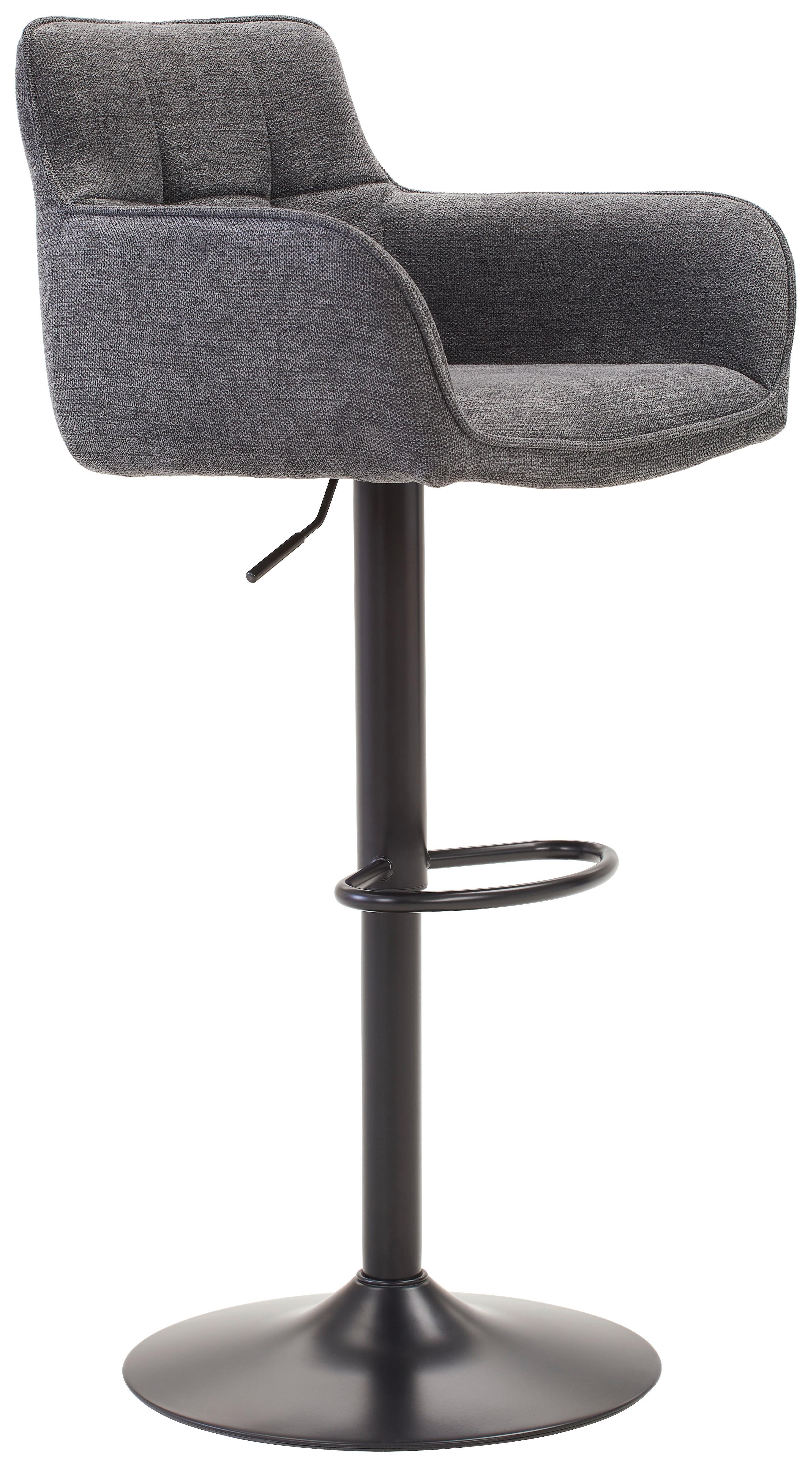 STOŁEK BAROWY LUIGI - czarny/szary, Modern, metal/tkanina (54,5/111,5/51,5cm) - Livetastic