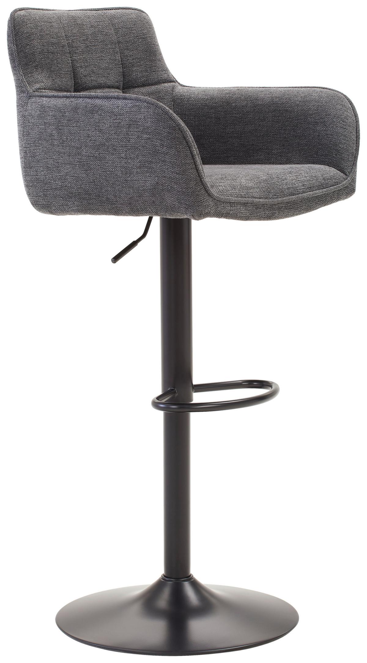 STOŁEK BAROWY LUIGI - czarny/szary, Modern, metal/tkanina (54,5/111,5/51,5cm) - Livetastic