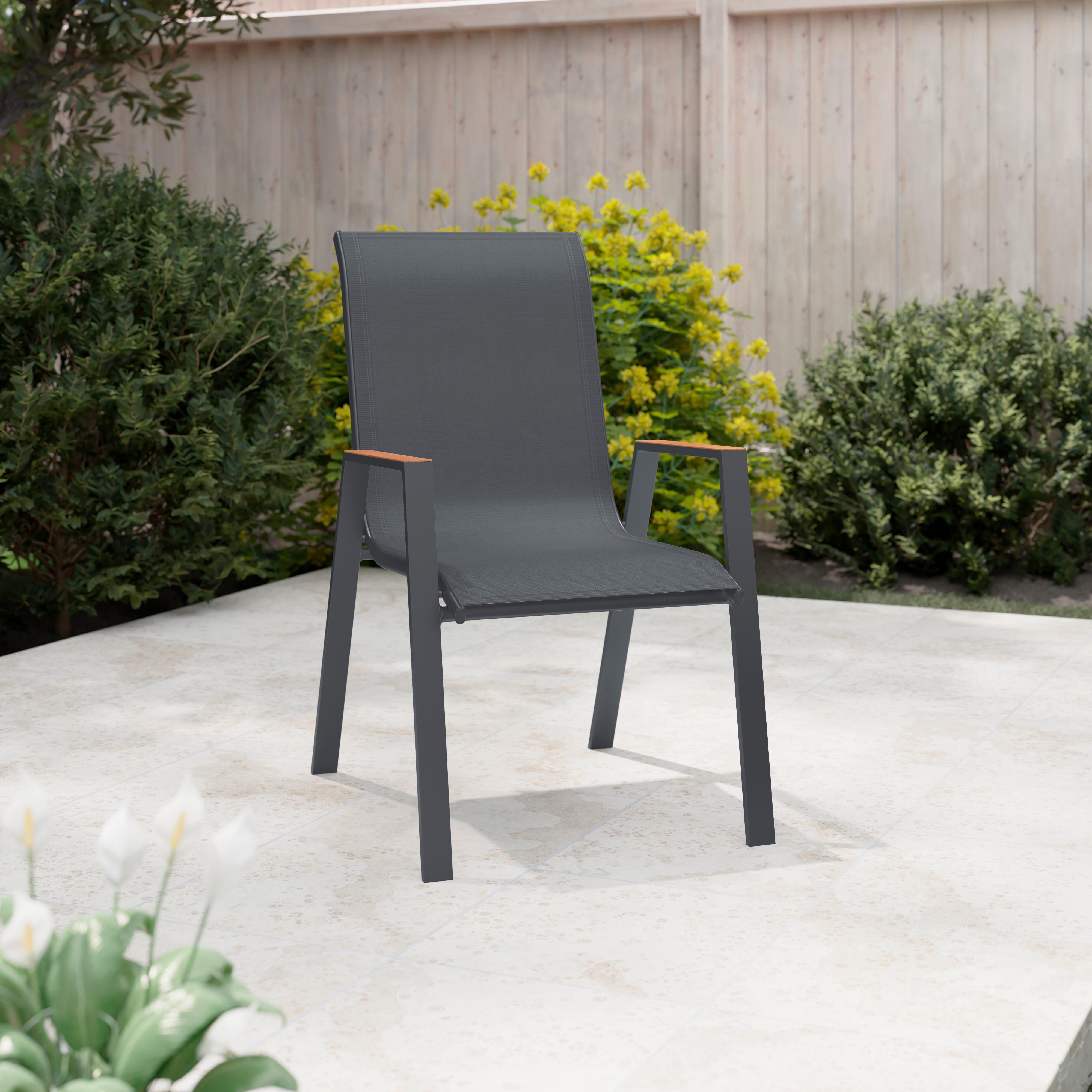 Gartenstuhl Deni 1 Anthrazit /Naturfarben - Anthrazit/Naturfarben, Basics, Textil/Metall (54/90/76cm) - Mömax