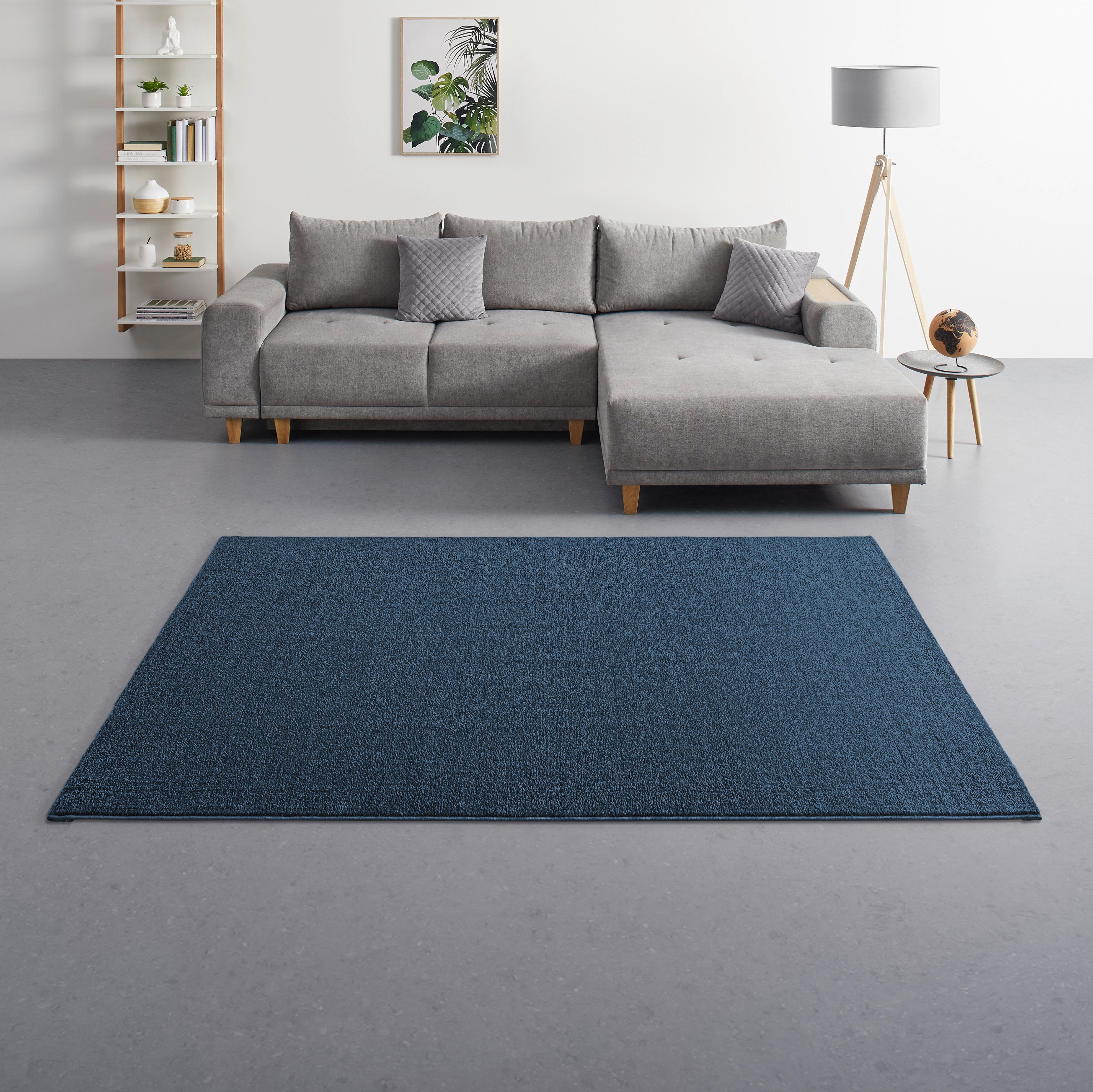 Webteppich Jan 3 Dunkelblau ca. 160x230cm - Dunkelblau, KONVENTIONELL, Textil (160/230cm) - Mömax