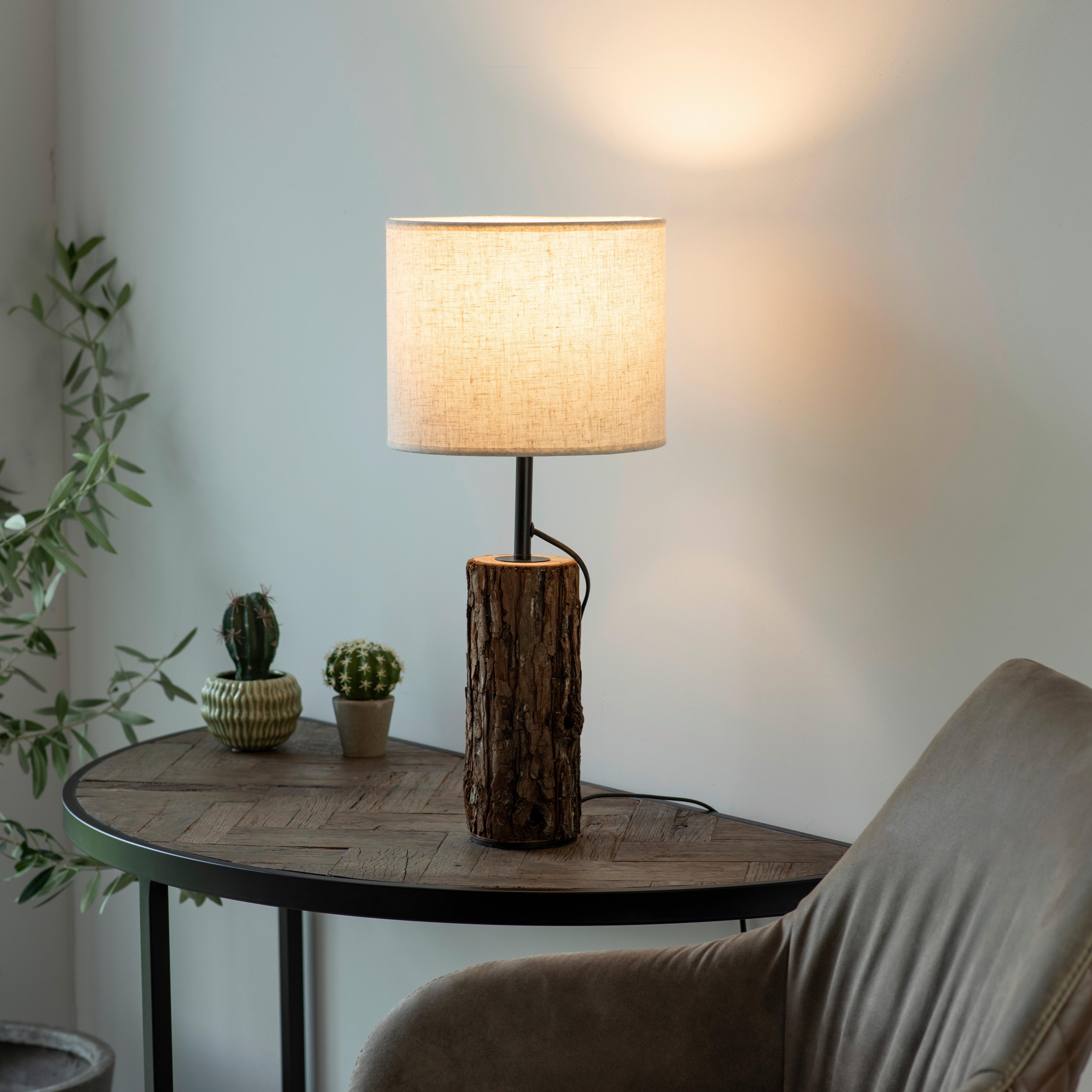 Tischleuchte Bark in Braun max. 40 Watt - Braun, MODERN, Holz/Kunststoff (25/25/56,5cm)