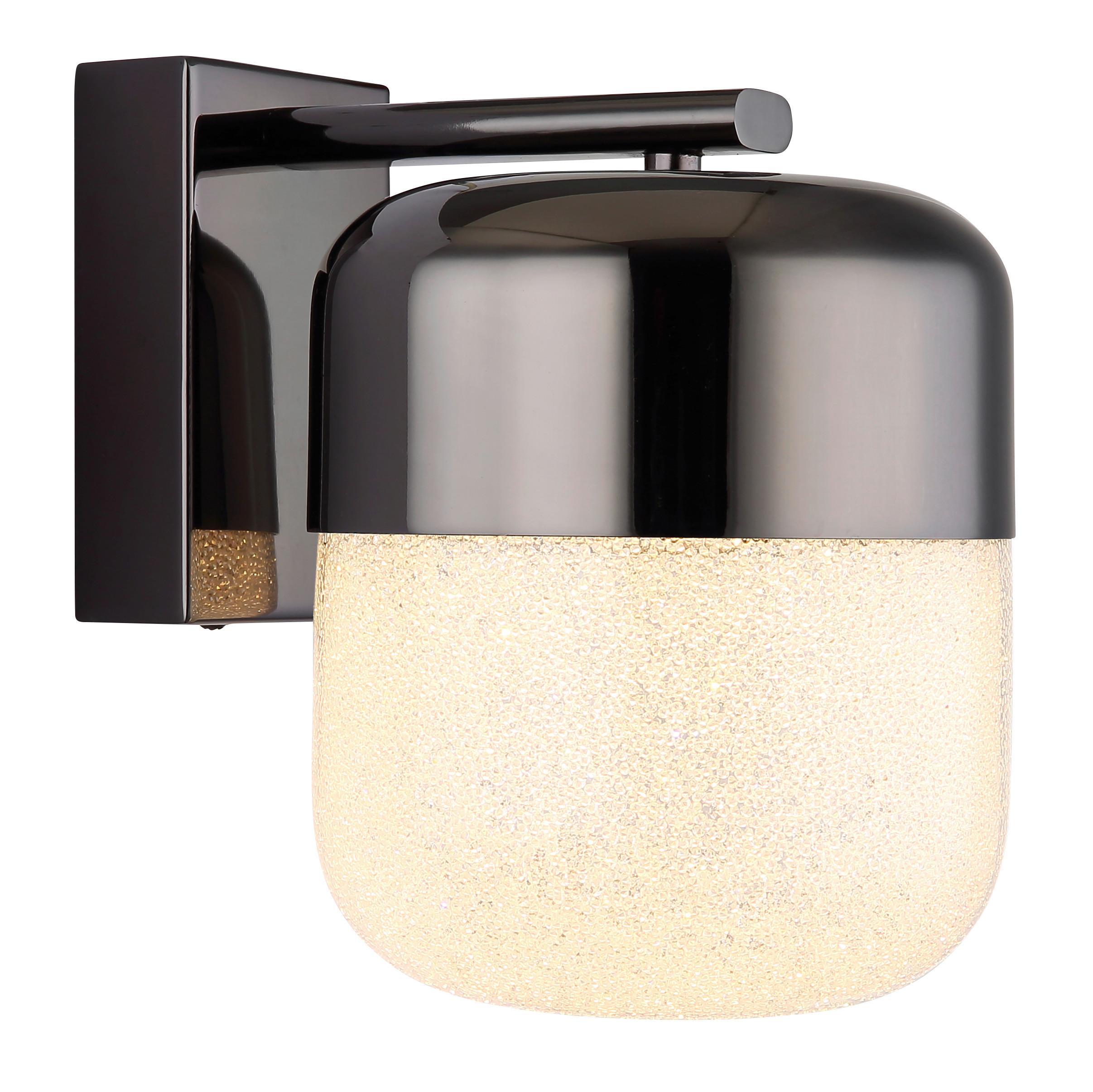 LED-Wandleuchte Cristallica Graphitfarben max. 10 Watt - Klar/Graphitfarben, Design, Glas/Metall (15/21/19cm) - Globo