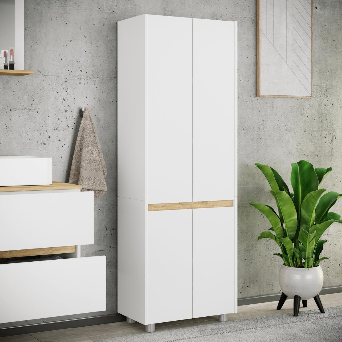 Hochschrank Cosila - Honigeiche/Weiss, Trend, Holzwerkstoff/Kunststoff (57/165/33cm) - MID.YOU
