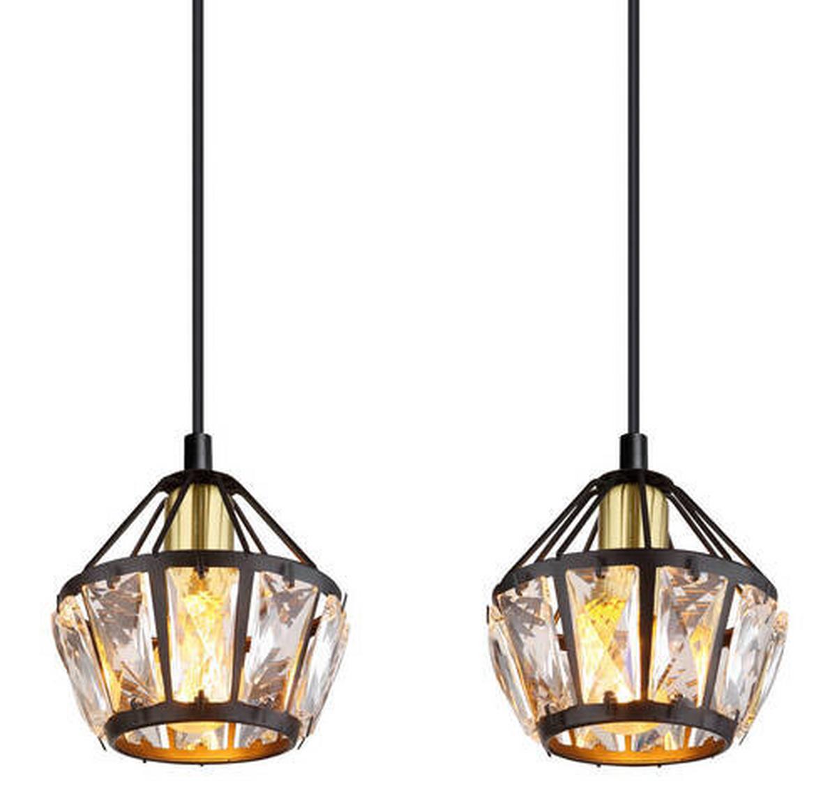 Hängeleuchte Lois Schwarz/Messingfarben max. 40W - Klar/Messingfarben, KONVENTIONELL, Glas/Kunststoff (73/12,5/150cm) - Globo