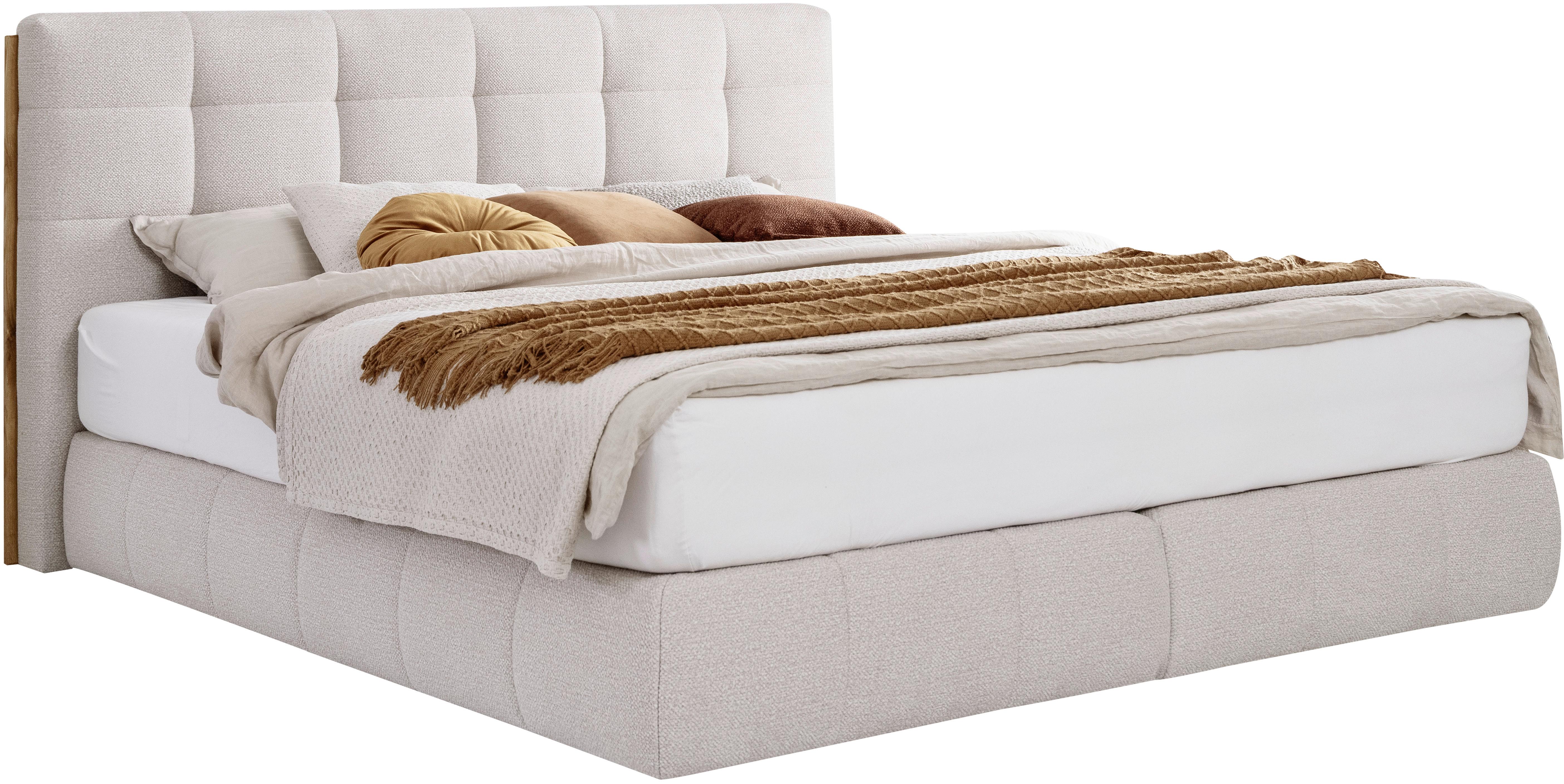 Boxspringbett Lavenito Weiß ca. 160x200cm - Schwarz/Weiß, KONVENTIONELL, Textil (160/200cm) - Premium Living