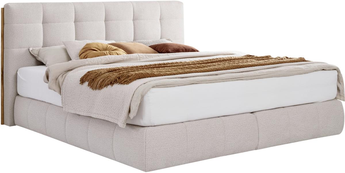 Boxspringbett Lavenito Weiß ca. 160x200cm - Schwarz/Weiß, KONVENTIONELL, Textil (160/200cm) - Premium Living