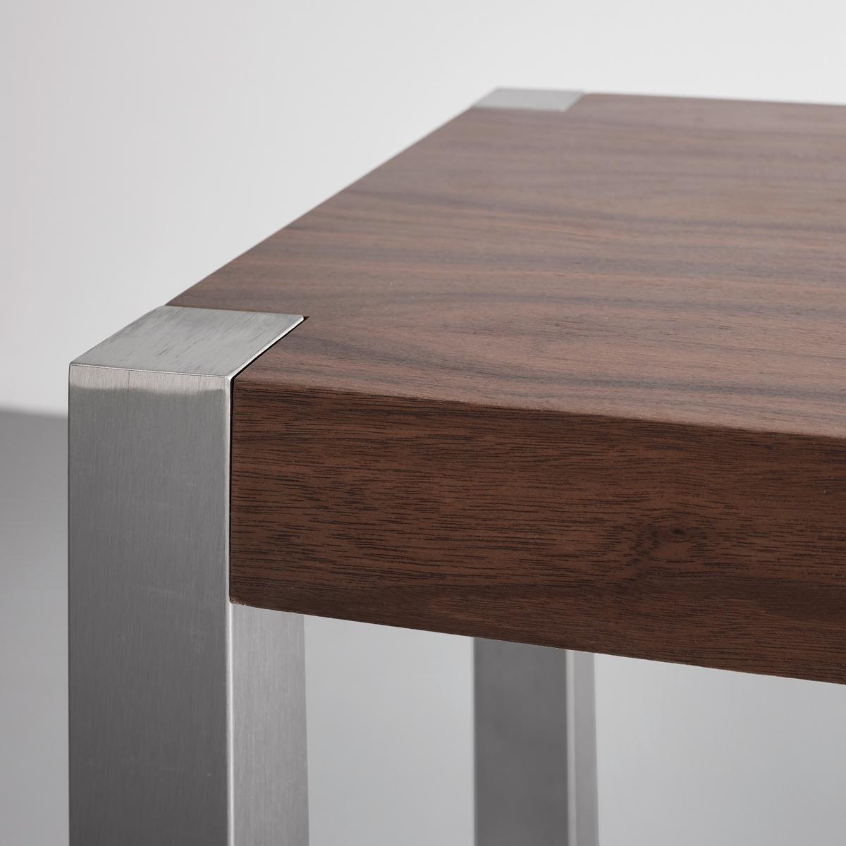 Masă de bar ENORA - nucă/culoare inox, Modern, lemn/metal (150/100/40cm) - Bessagi Home