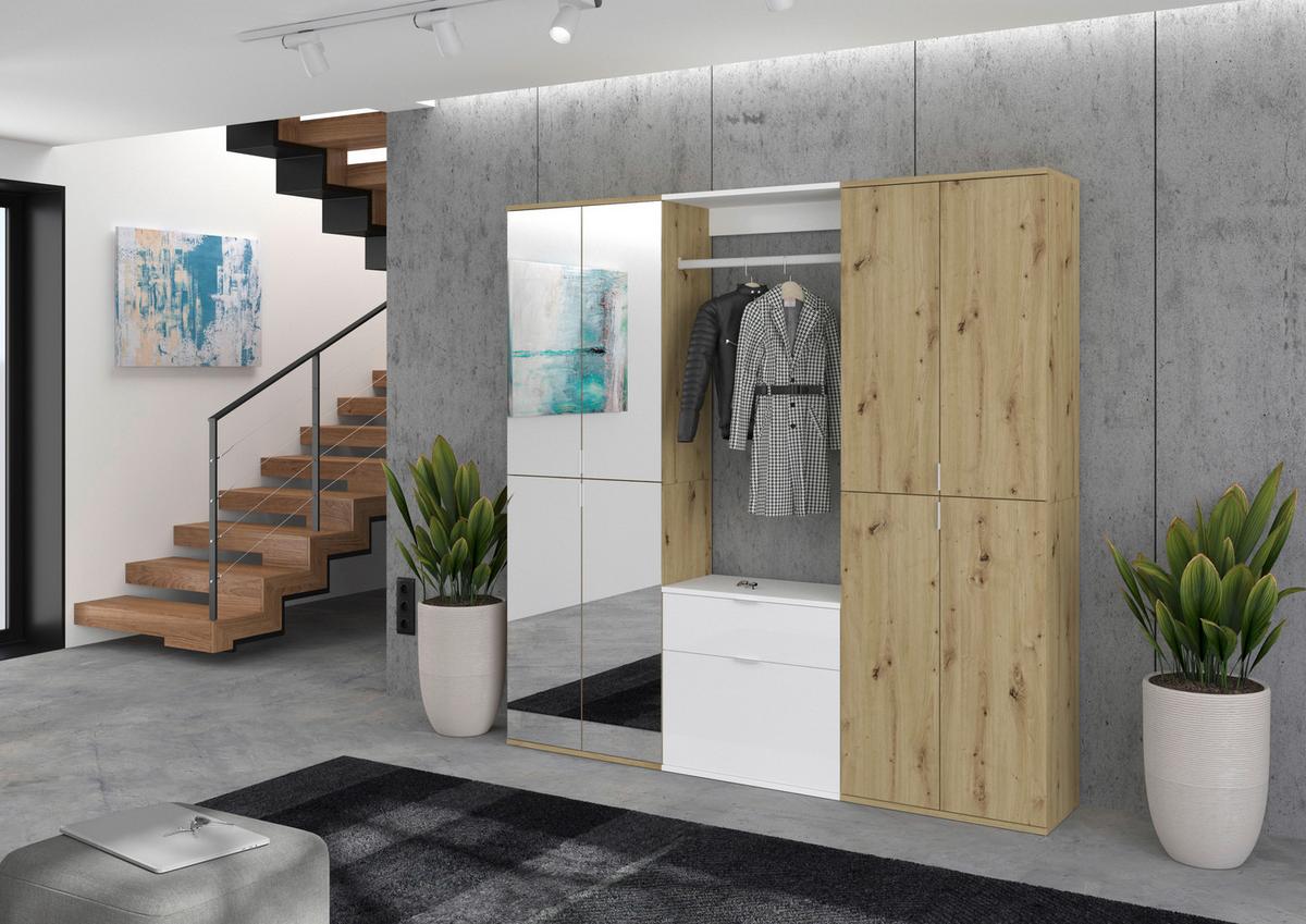 Serija Predsoblja Projekt X - bijela visoki sjaj, Konvencionalno, staklo/drvni materijal (183/193/34cm) - Modern Living