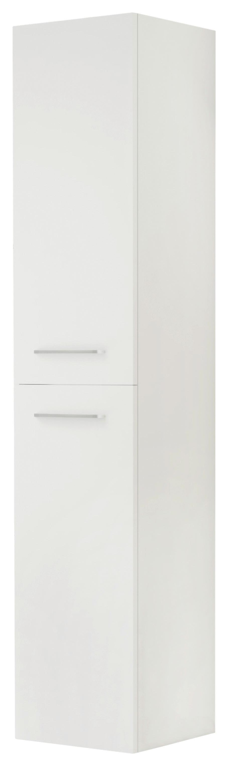 Magasszekrény Nataly - ezüstszínű/fehér, Basics, faalapú anyag/fém (30/130/32cm)