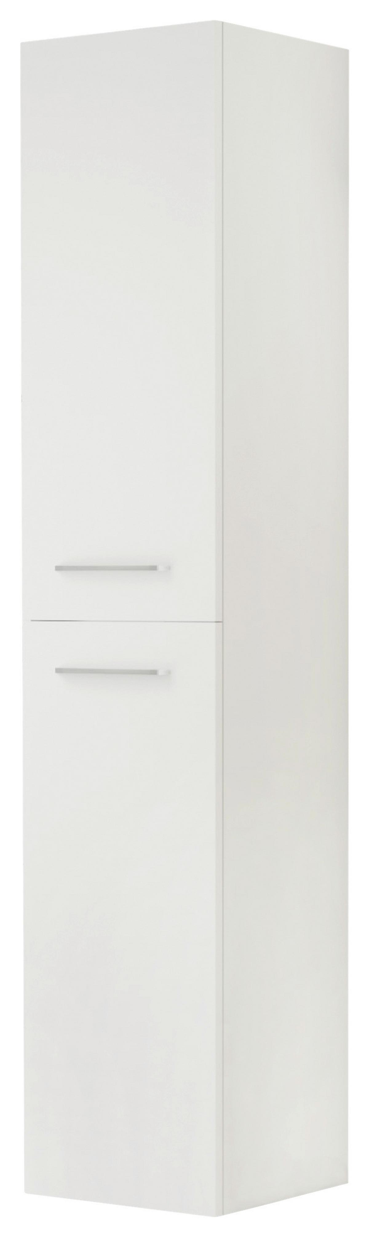 Magasszekrény Nataly - ezüstszínű/fehér, Basics, faalapú anyag/fém (30/130/32cm)