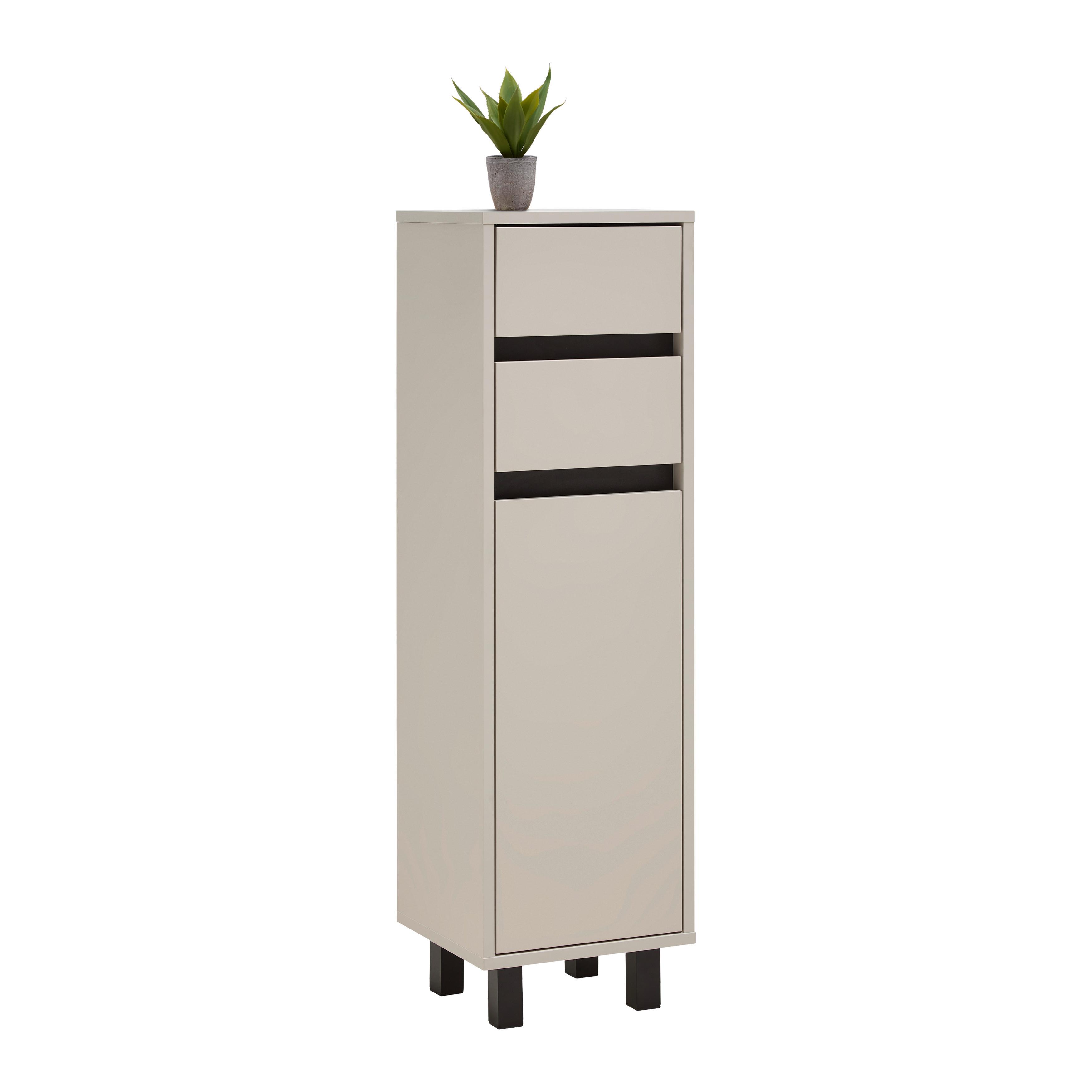 Seitenschrank Sophia Kaschmirfarben - Kaschmir/Schwarz, MODERN, Holzwerkstoff (35/120/33cm) - Mömax