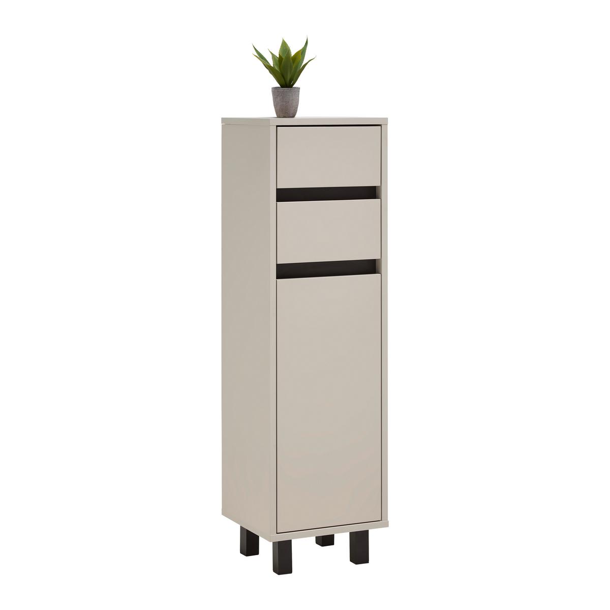 Seitenschrank Sophia Kaschmirfarben - Kaschmir/Schwarz, MODERN, Holzwerkstoff (35/120/33cm) - Mömax