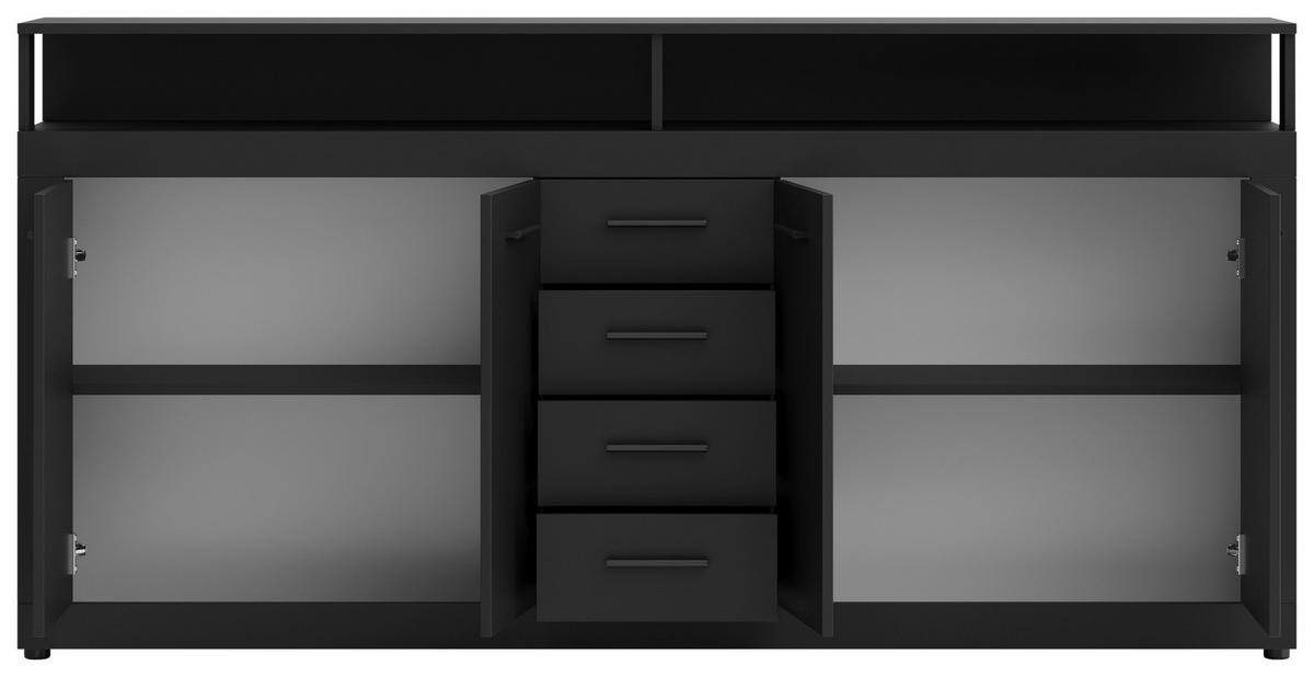 Široka Komoda Lupo, Antracit - antracit, Design, umetna masa/leseni material (190/96/32cm) - MID.YOU