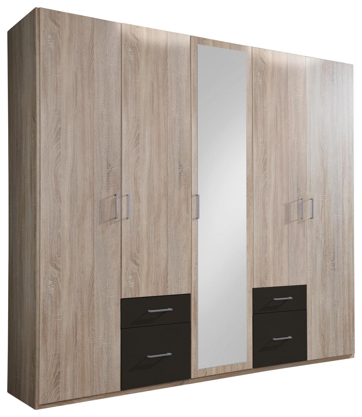 Ormar S Klasičnm Vratima Freiburg - srebrne boje/boje grafita, Design, staklo/drvni materijal (225/210/58cm) - Modern Living