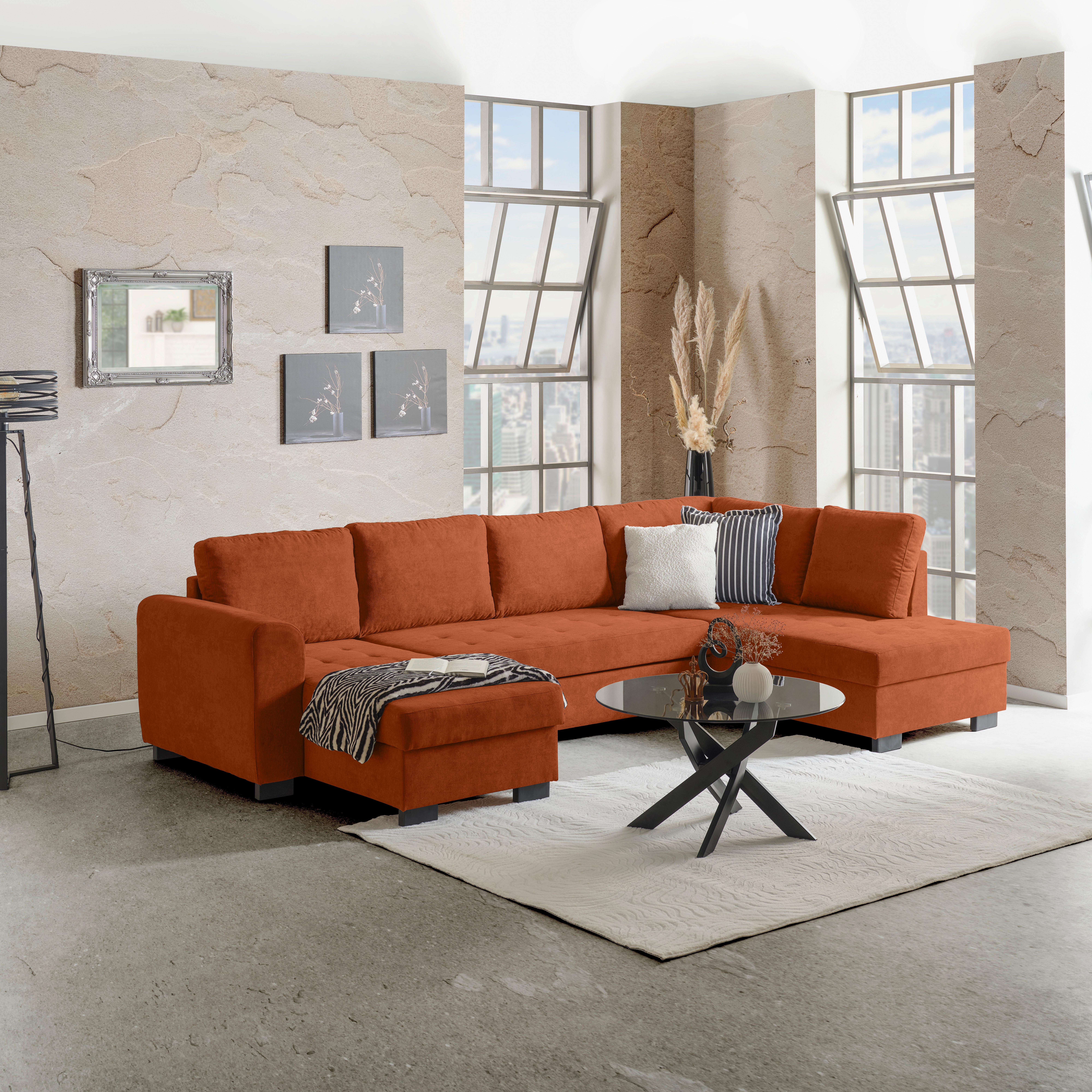 Canapea modulară MALTE - teracotă/gri, Modern, textil (305/155/178cm) - Luca Bessoni