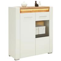 Highboard in Weiß Hochglanz - Chromfarben/Eichefarben, MODERN, Glas/Holzwerkstoff (100/116,5/40cm) - Mömax