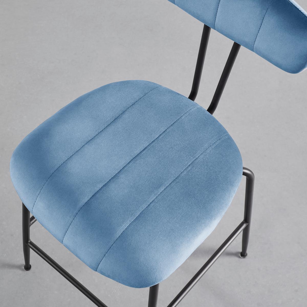 Barhocker Tylor Blau Samt Gepolstert - Blau/Schwarz, MODERN, Holz/Textil (48/102/52cm) - Bessagi Home