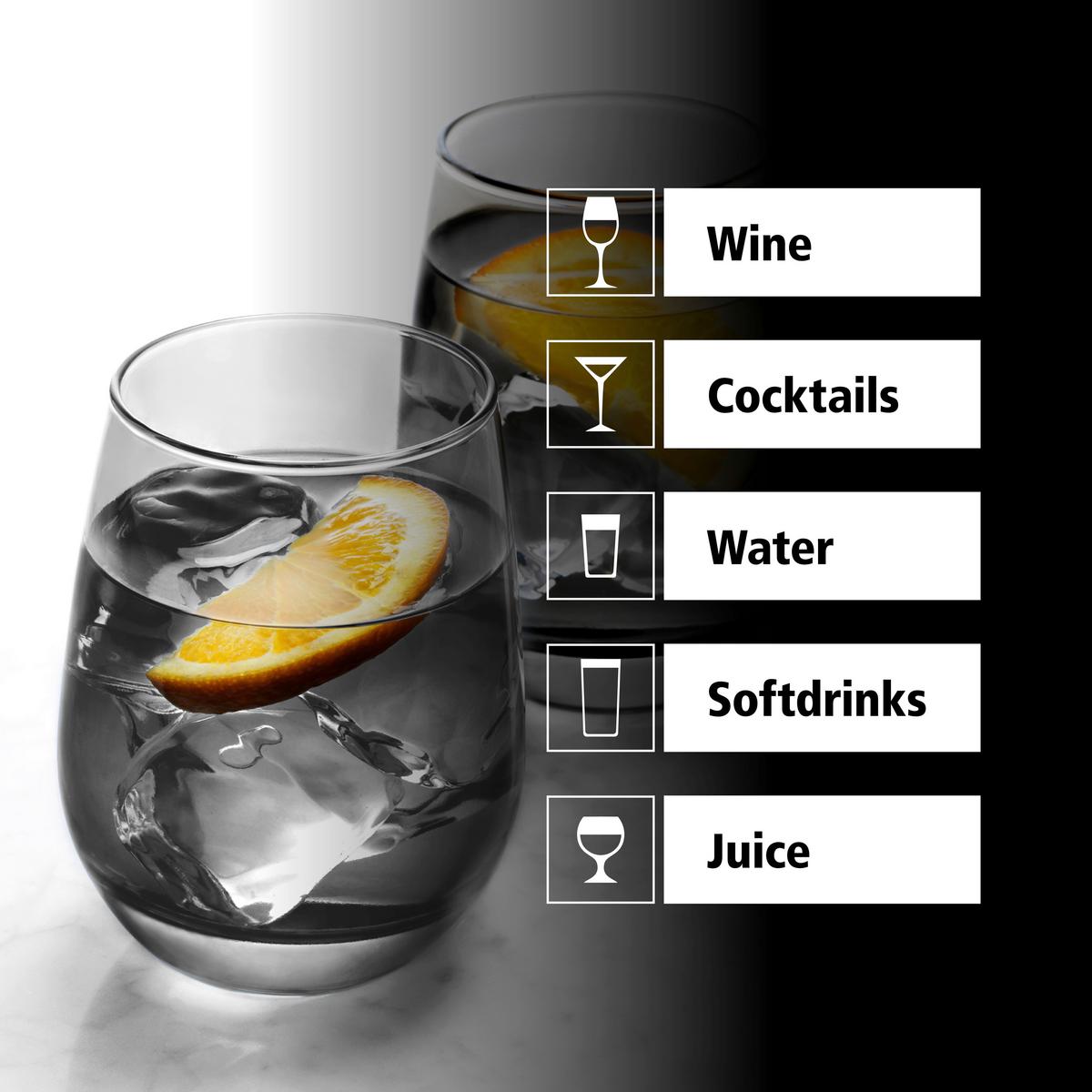 Gläserset Stemless Hellgrau 12-teilig - Hellgrau, Basics, Glas (9/11,5cm)