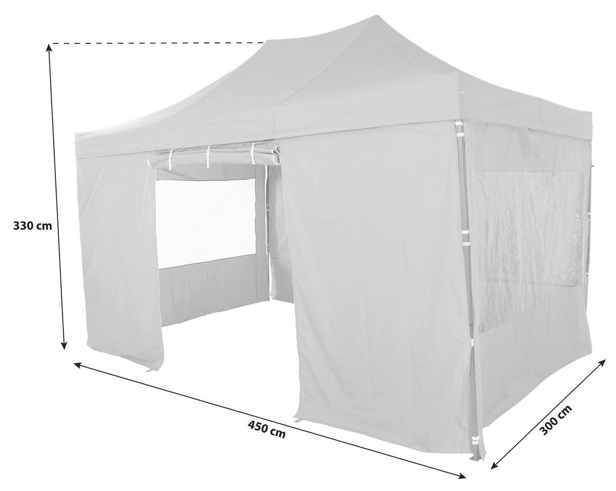 Pavillon 450x300 cm mit Seitenteilen - Grau, KONVENTIONELL, Textil (450/330/300cm) - Siena Garden