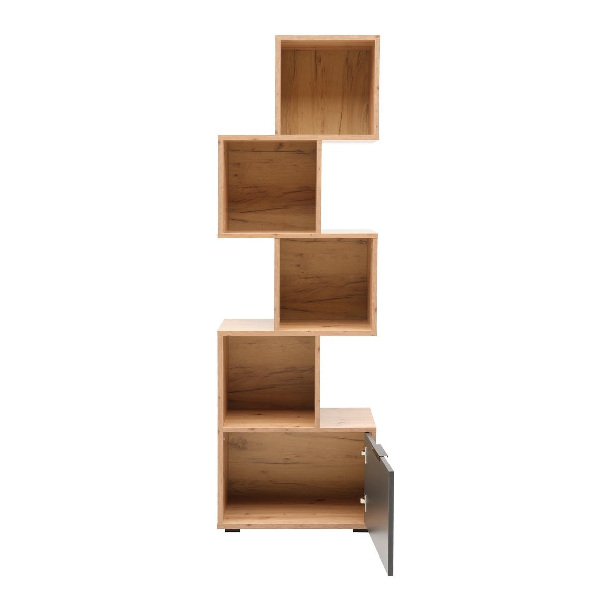 Regal Steps, Barva Hrasta, Antracit - črna/antracit, Moderno, umetna masa/leseni material (60/188/36cm) - Mömax
