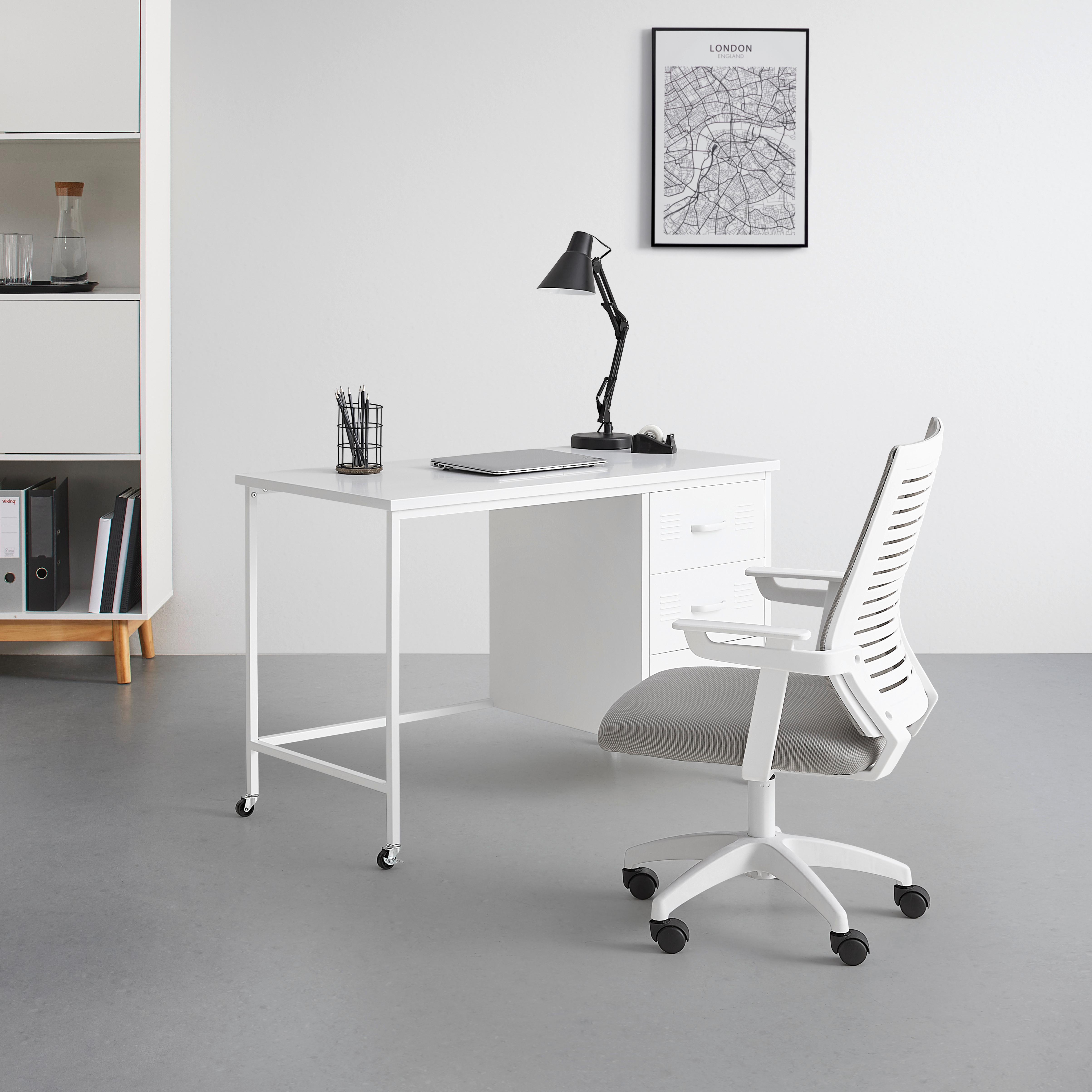 Schreibtisch Metallica Weiss - Weiss/Schwarz, Modern, Kunststoff/Metall (110/75/55cm) - Mömax