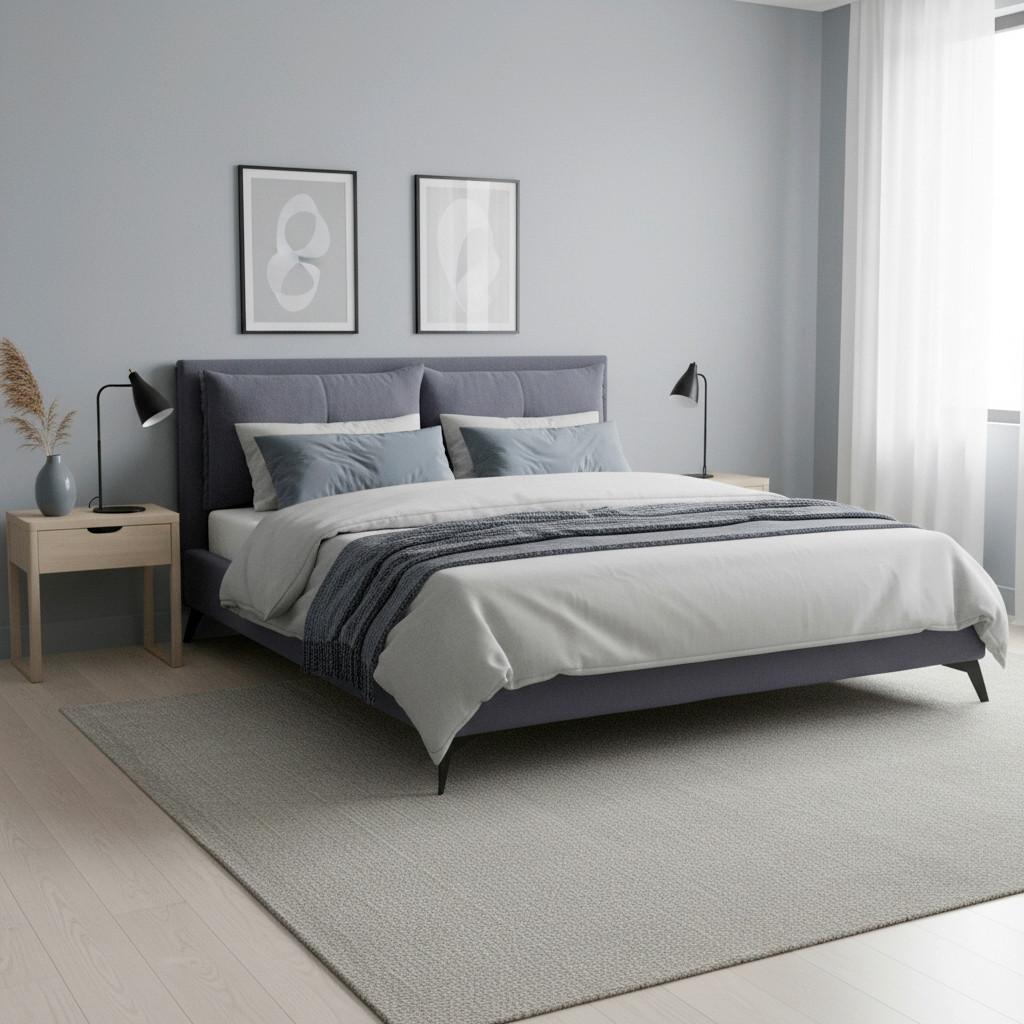 Polsterbett Sleepy Graublau ca. 180x200 cm - Graublau/Schwarz, MODERN, Holz/Textil (180/200cm) - Bessagi Home