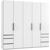 Drehtürenschrank mit Laden B: 250 cm Level, Weiß - Chromfarben/Weiß, MODERN, Holzwerkstoff (250/236/58cm) - MID.YOU