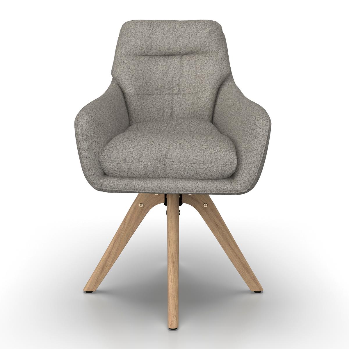 Armlehnstuhl Juana Hellgrau Bouclé Drehbar Gepolstert - Beige/Hellgrau, MODERN, Holz/Textil (61/93/65cm) - Bessagi Home