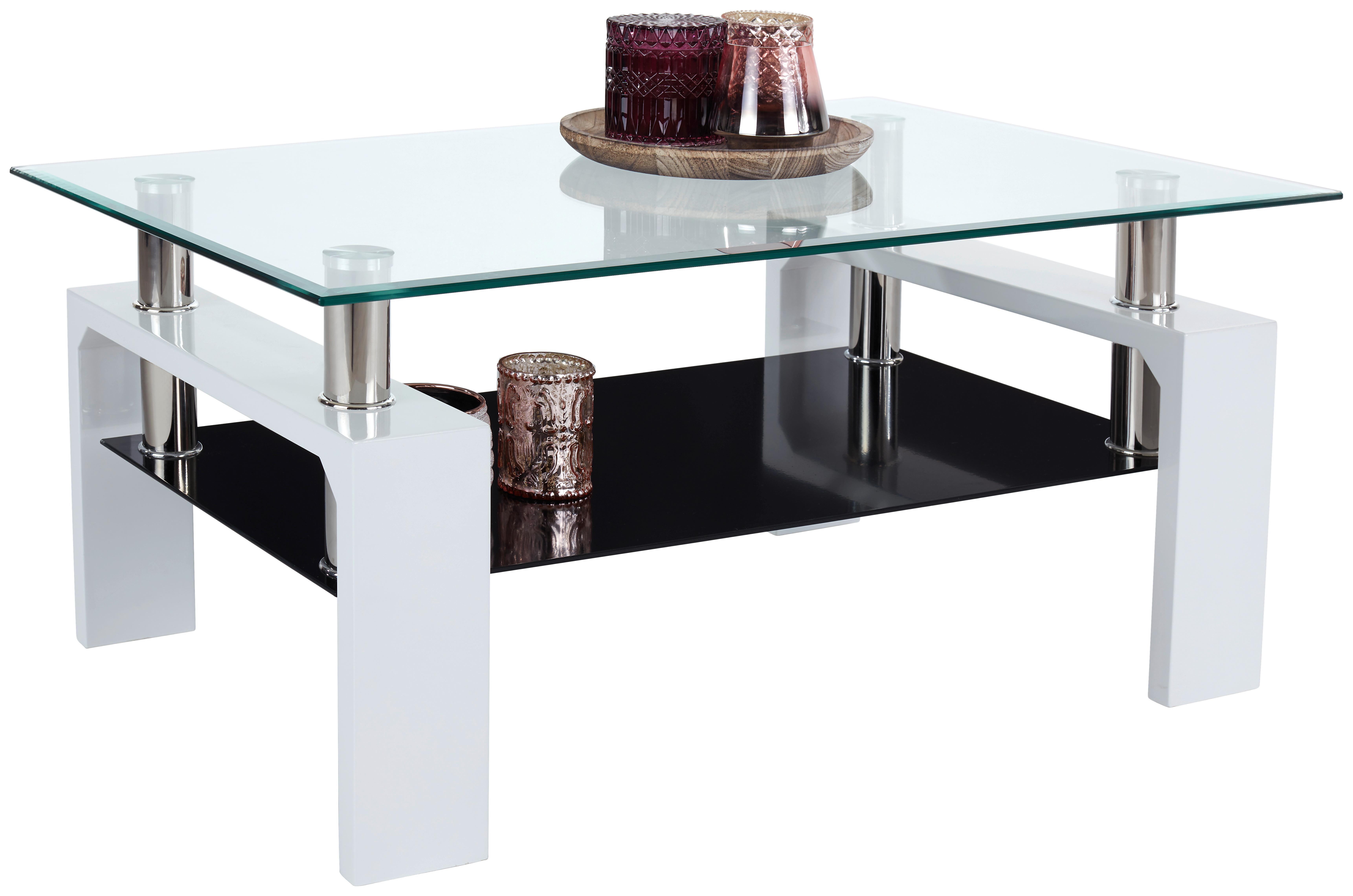 Klubska Miza Silvia, Steklo, Črna, Bela - črna/bela, Moderno, steklo/leseni material (100/45/60cm) - Mömax