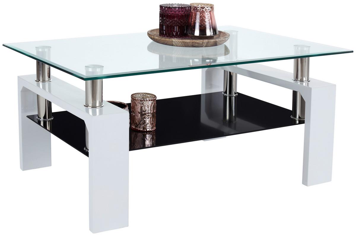 Klubska Miza Silvia, Steklo, Črna, Bela - črna/bela, Moderno, steklo/leseni material (100/45/60cm) - Mömax