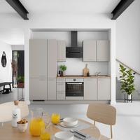 Küchenblock Touch High m. Geräten Grau - Eiche dunkel/Edelstahlfarben, MODERN, Holzwerkstoff/Metall (270cm) - Nobilia