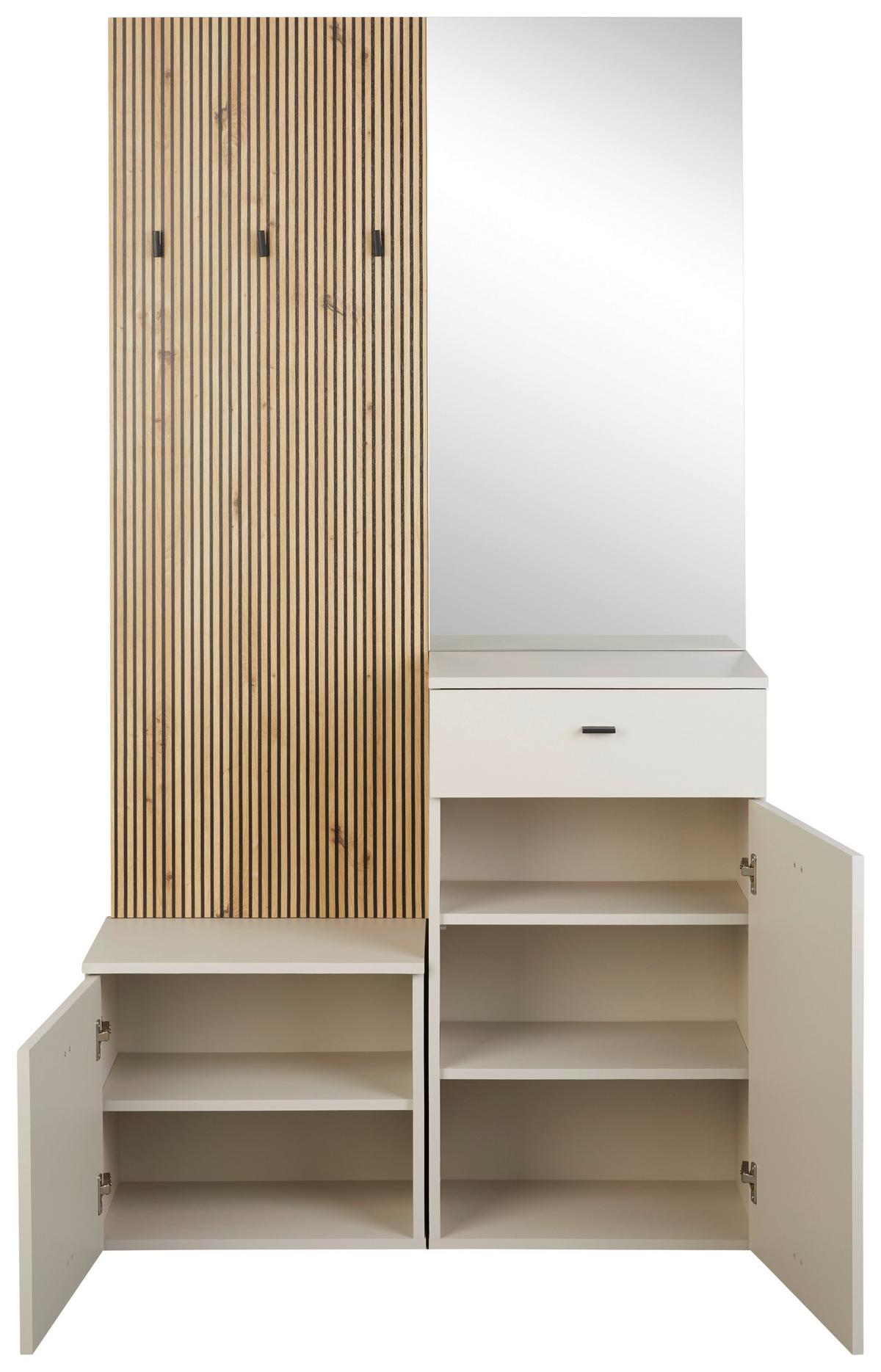 Ansamblu de hol ERIKA - cașmir/stejar Artisan, Modern, sticlă/material pe bază de lemn (100/192,1/36,6cm) - Modern Living