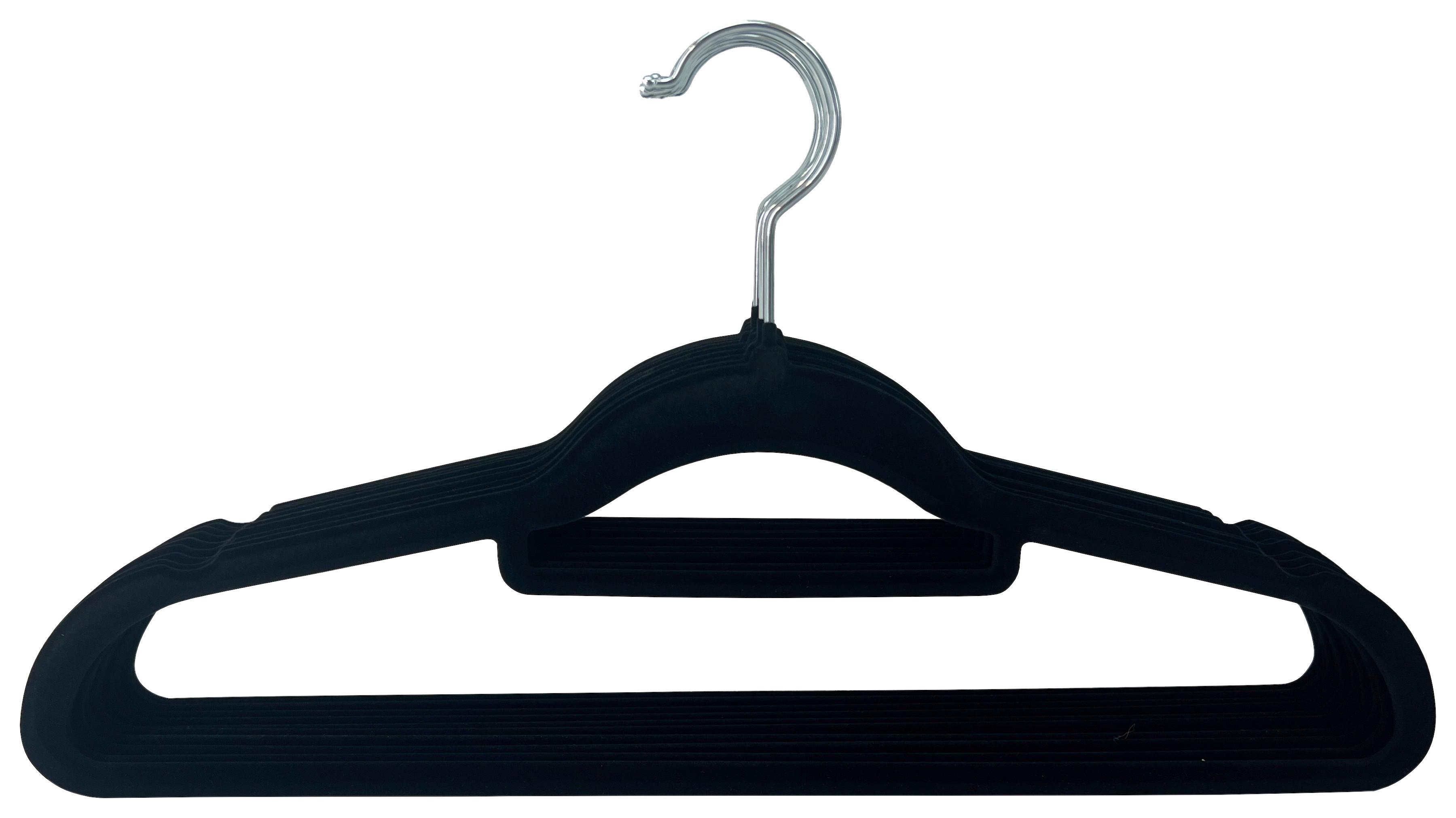 Kleiderbügelset Velvet Schwarz, 10-teilig - Schwarz, MODERN, Kunststoff/Textil (45/23/0.5cm) - Mömax