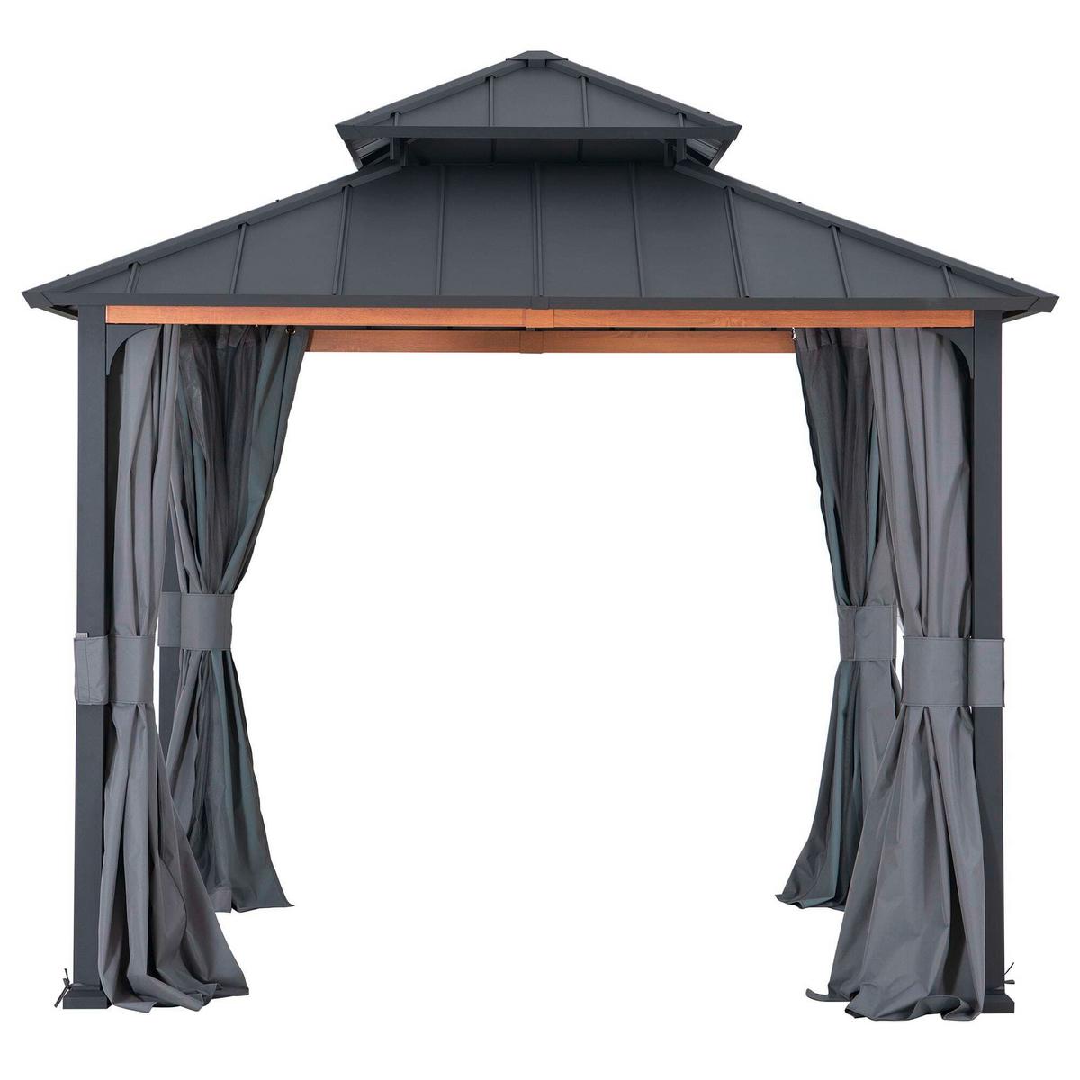 Pavillon-Seitenteil Gazebo Vorhang für 300x300cm, 4 Stk. - Grau, Basics, Kunststoff (265null) - Modante