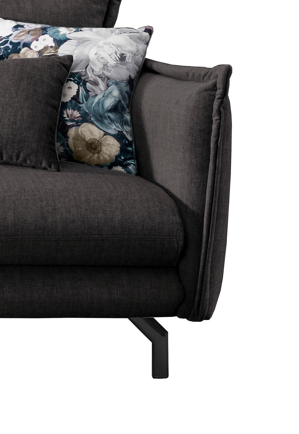 Wohnlandschaft Lava Anthrazit Velours - Türkis/Anthrazit, MODERN, Textil/Metall (180/255cm) - Livetastic