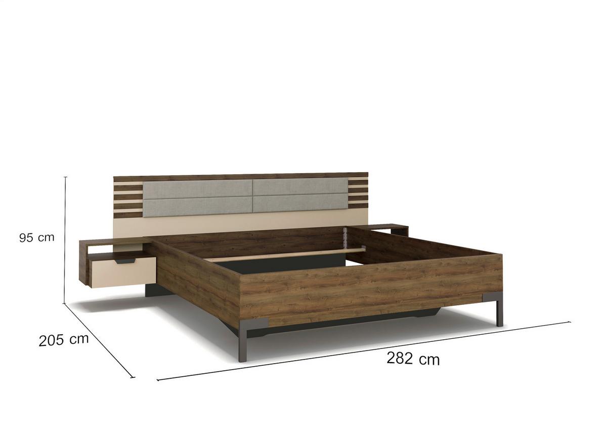 Bettanlage Barea ca. 180x200 cm Champagner/Eiche dunkel - Eiche dunkel/Champagner, MODERN, Holzwerkstoff (180/200cm) - Rauch Möbel