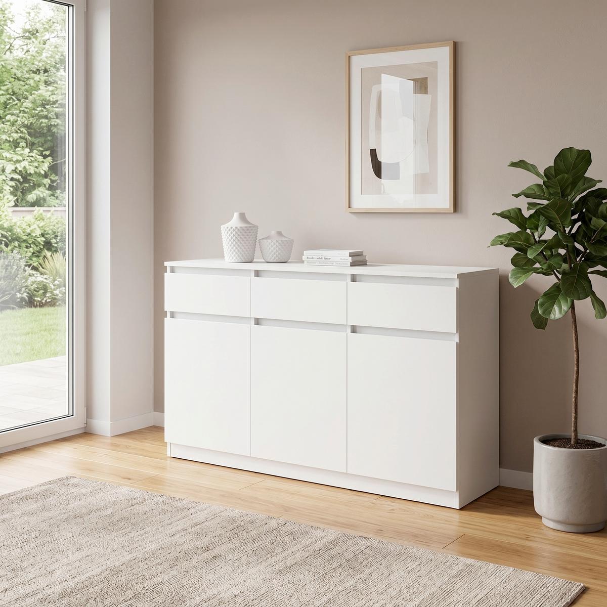 Komoda Saturn - bijela, Konvencionalno, drvni materijal (135/81/42cm) - Based
