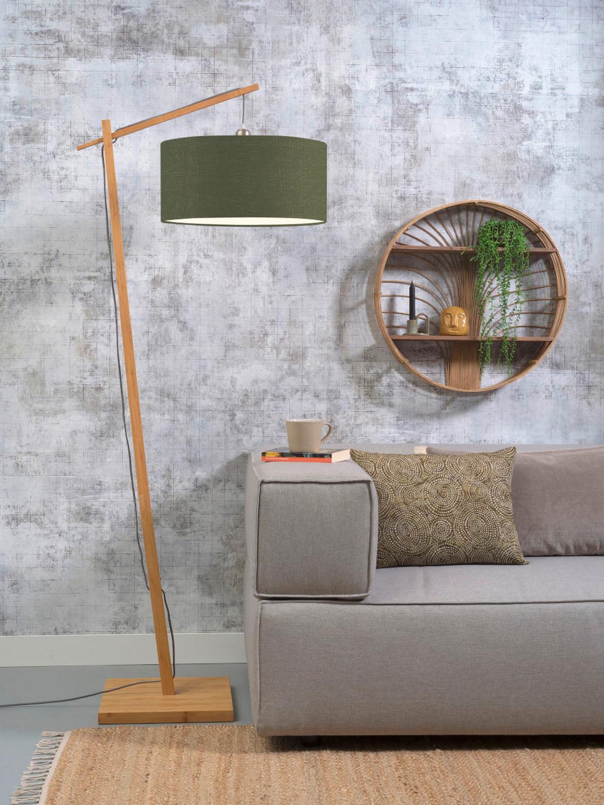 Stoječa Svetilka Andes, Zelena, Bambus - zelena/naravne barve, Design, tekstil/les (70/176cm) - Good & Mojo