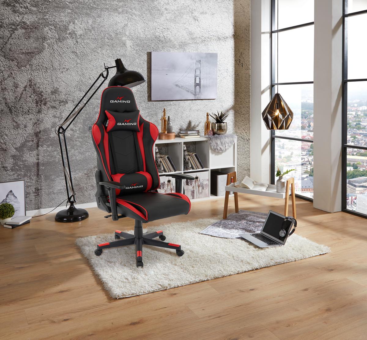 Gaming Stol Genf, Črna, Rdeča, Videz Usnja - rdeča/črna, Moderno, kovina/umetna masa (70/137/57cm) - Mömax