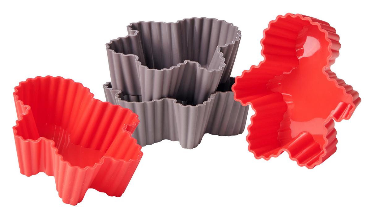 Cupcakeset Christmas Fable Rot/Grau, 4-teilig - Rot/Grau, KONVENTIONELL, Kunststoff - Modern Living