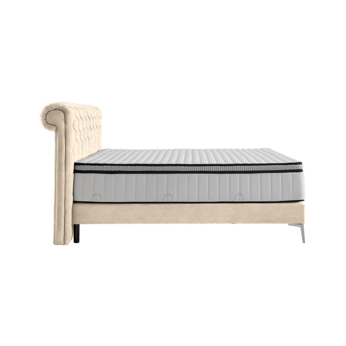 Boxspringbett Queen in Sahara ca. 180x200cm - Chromfarben/Goldfarben, KONVENTIONELL, Textil (180/200cm) - Premium Living