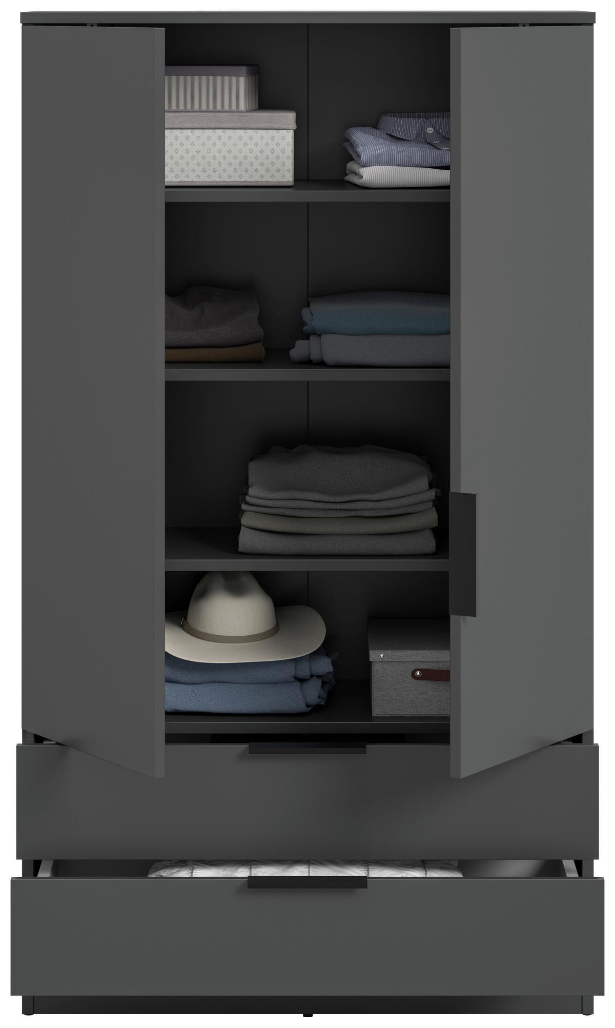Drehtürenschrank KOPENHAGEN Anthrazit - Anthrazit/Schwarz, MODERN, Holzwerkstoff/Kunststoff (80/140/37cm) - Livetastic